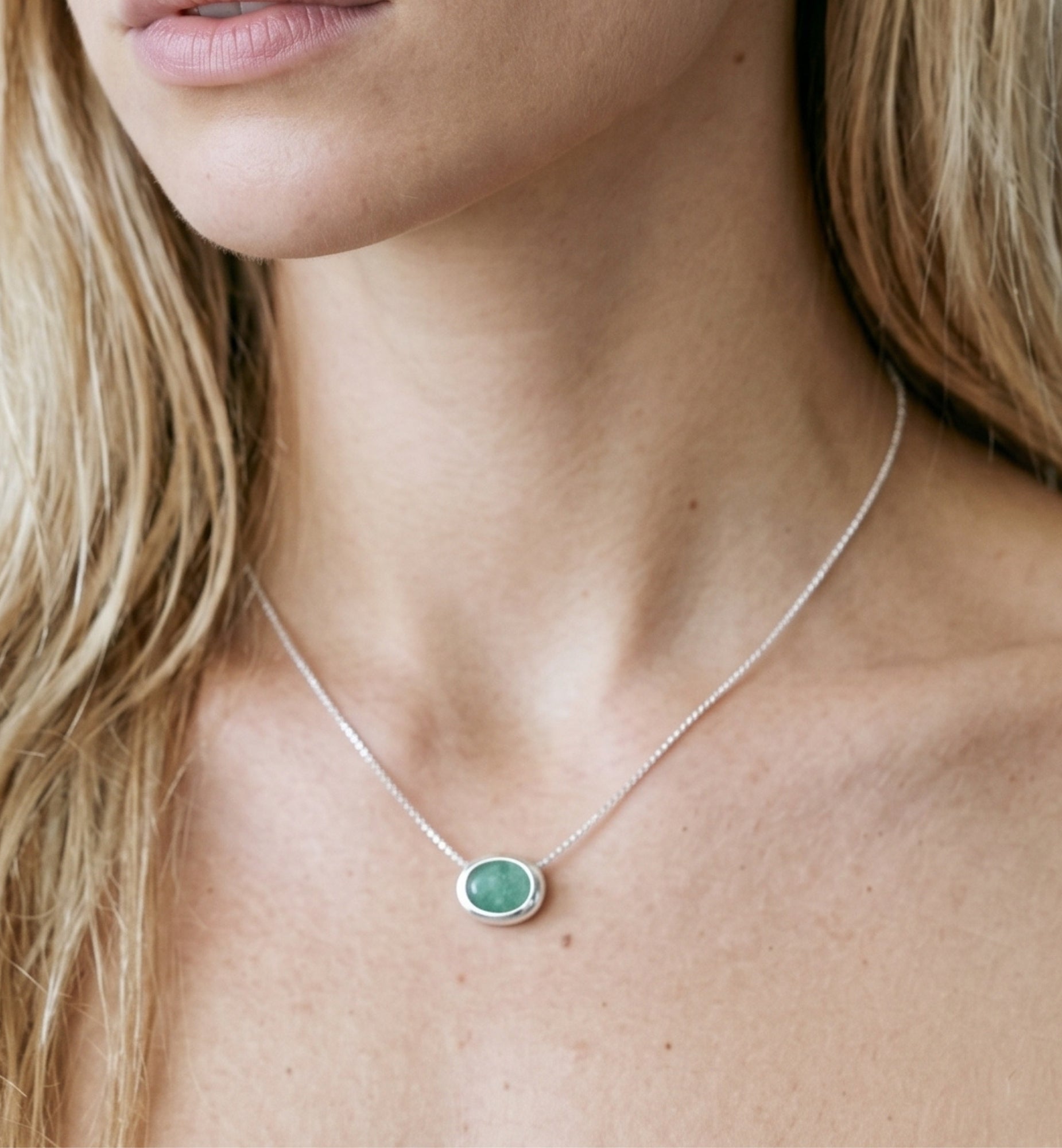 Enso Amazonite and 925 Sterling Silver Necklace
