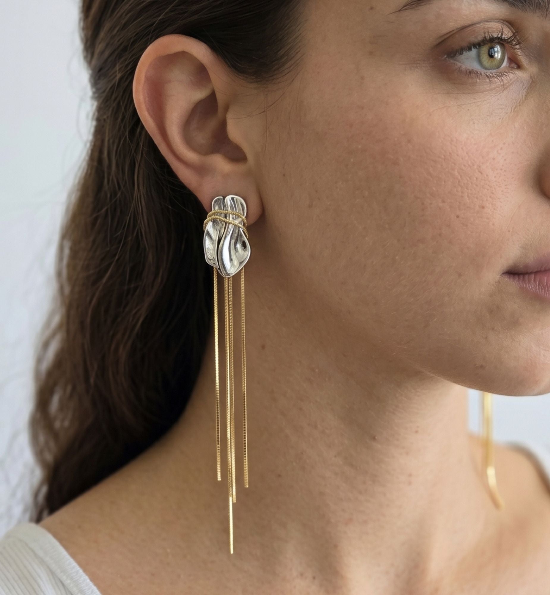 Nami Mixed Metals Chain Tassel Earrings