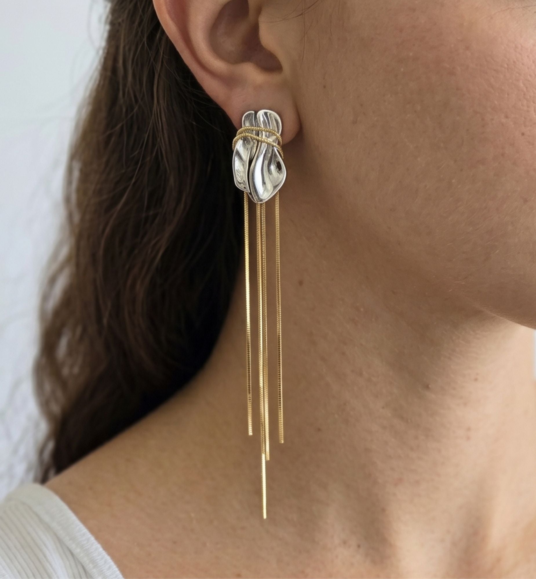 Nami Mixed Metals Chain Tassel Earrings