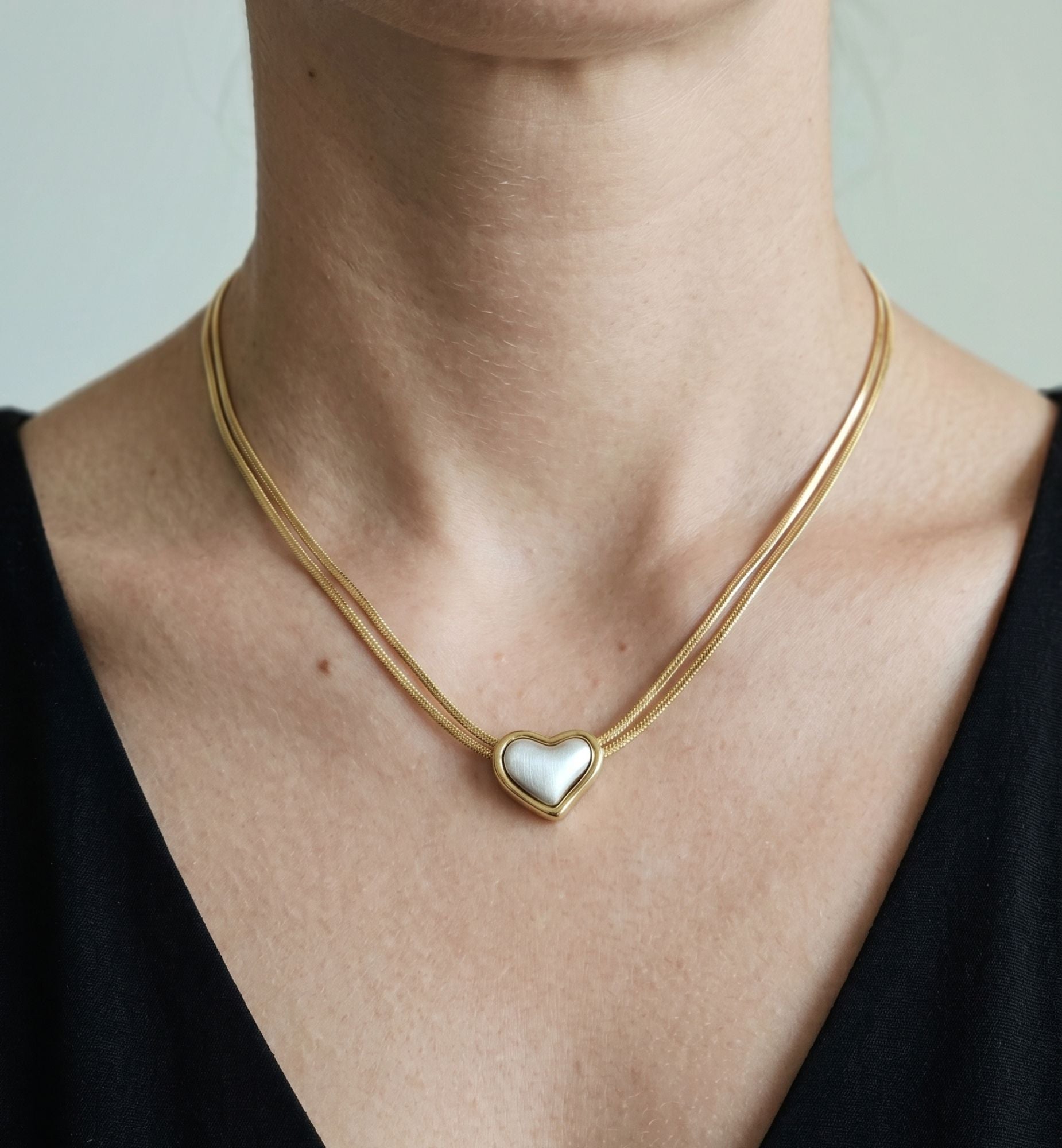 Kokoro Mixed Metal Heart Necklace
