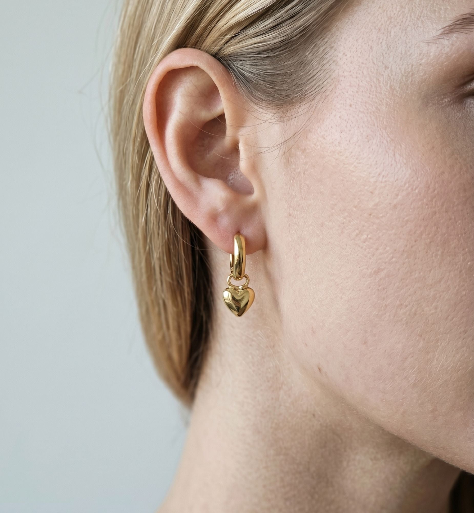 Kokoro Heart Drop Huggies Earrings