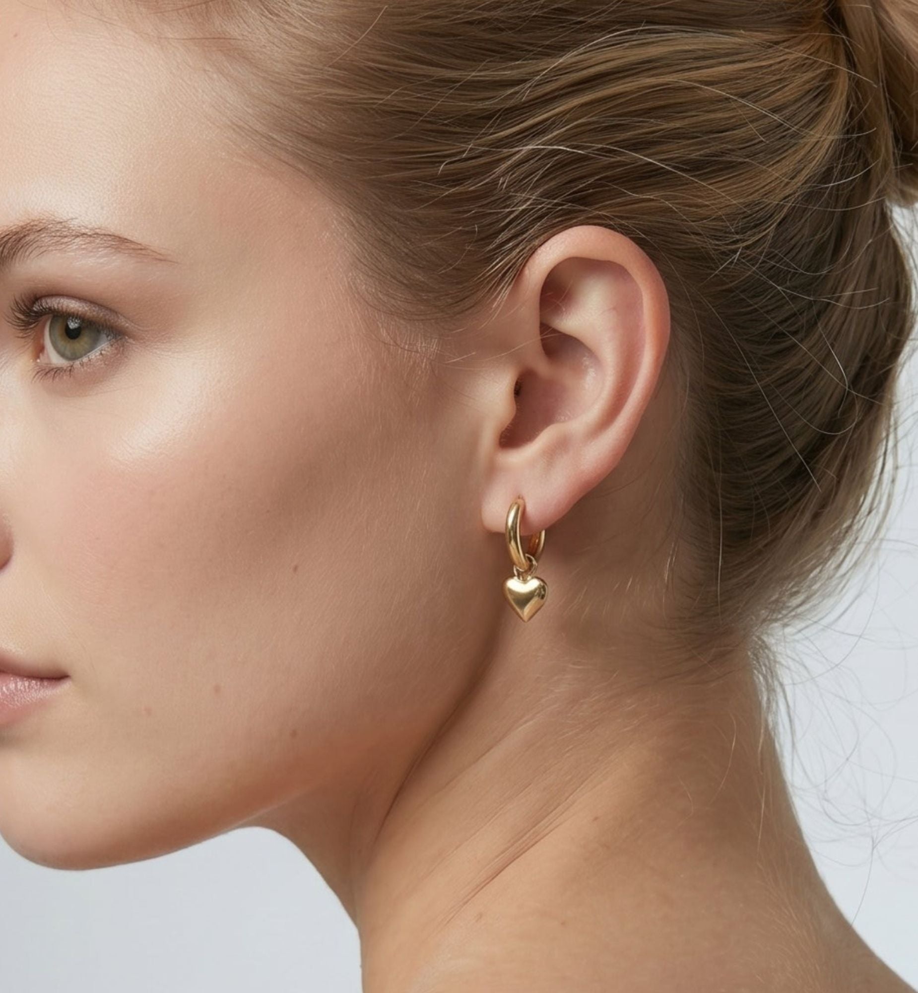 Kokoro Heart Drop Huggies Earrings