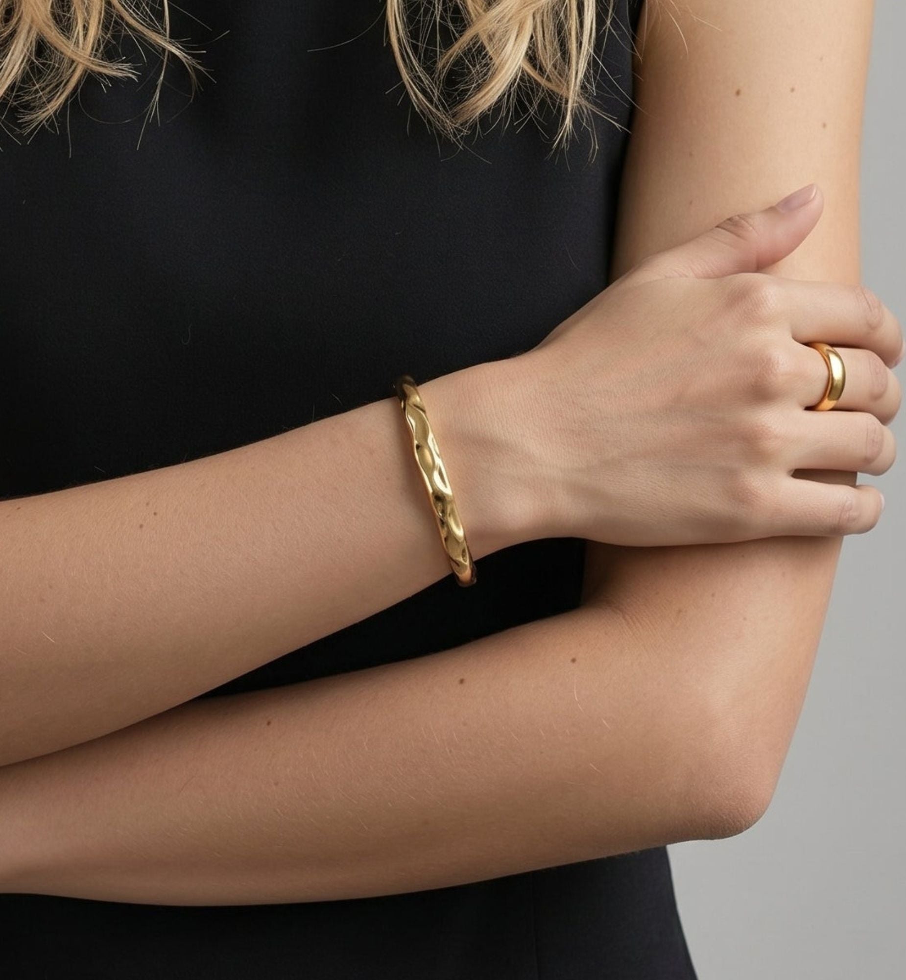 Kin Molten Gold Structured Bangle