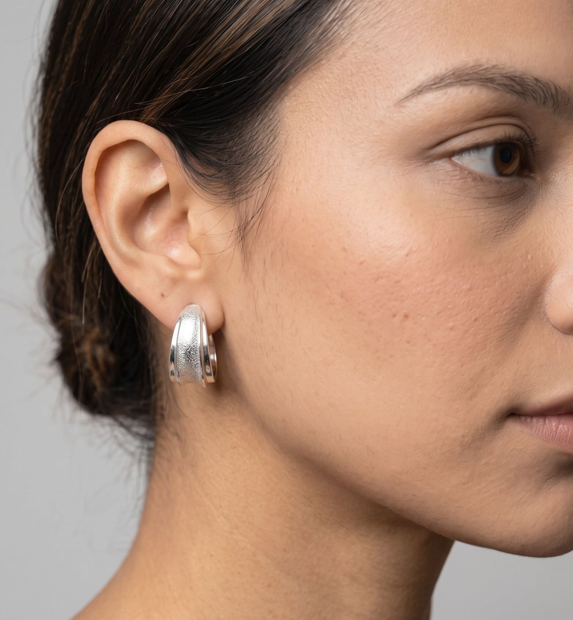 Nami Silver Molten Hoop Earrings