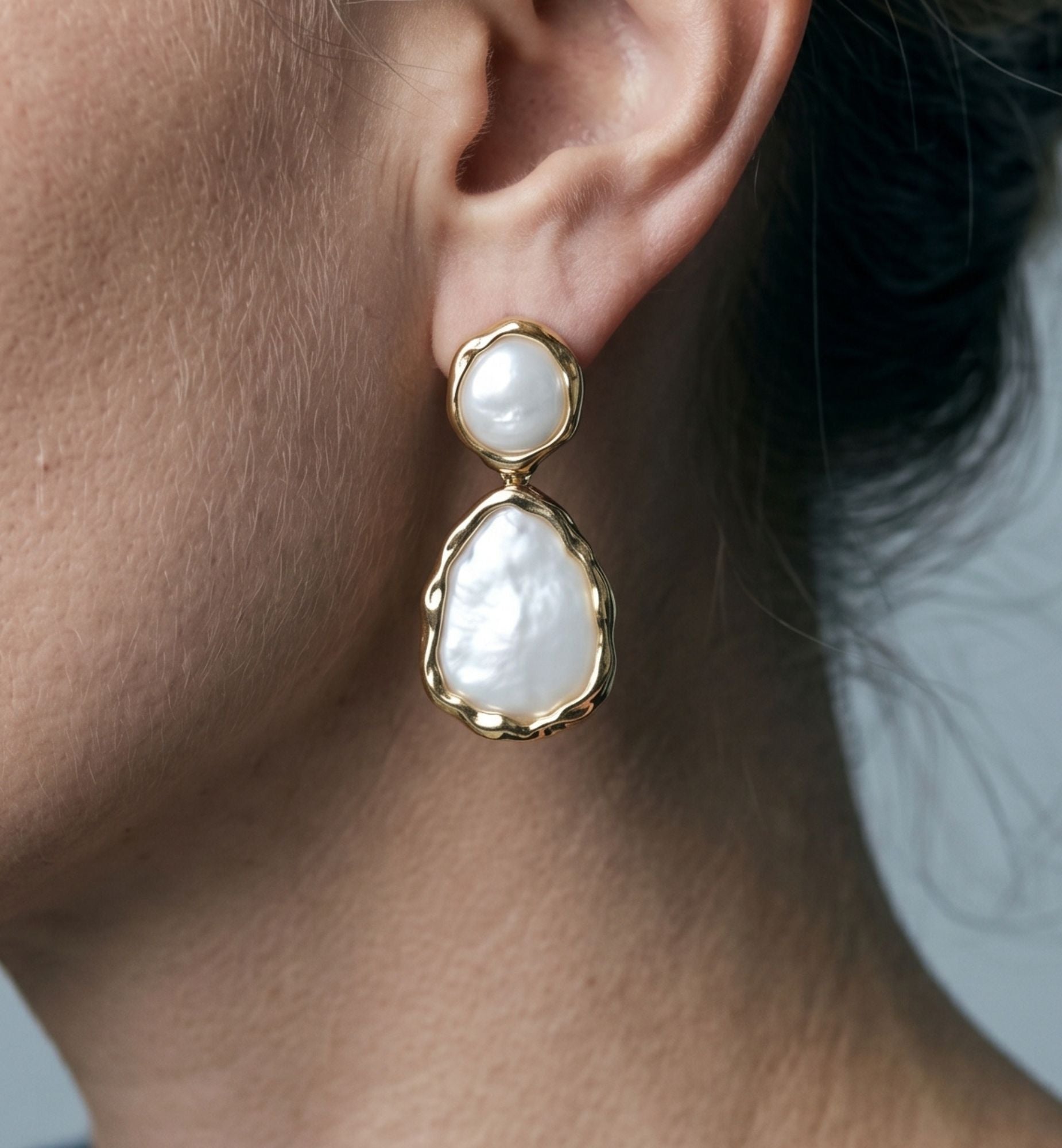 Shinju Mother of Pearl Oversized Drop Earrings