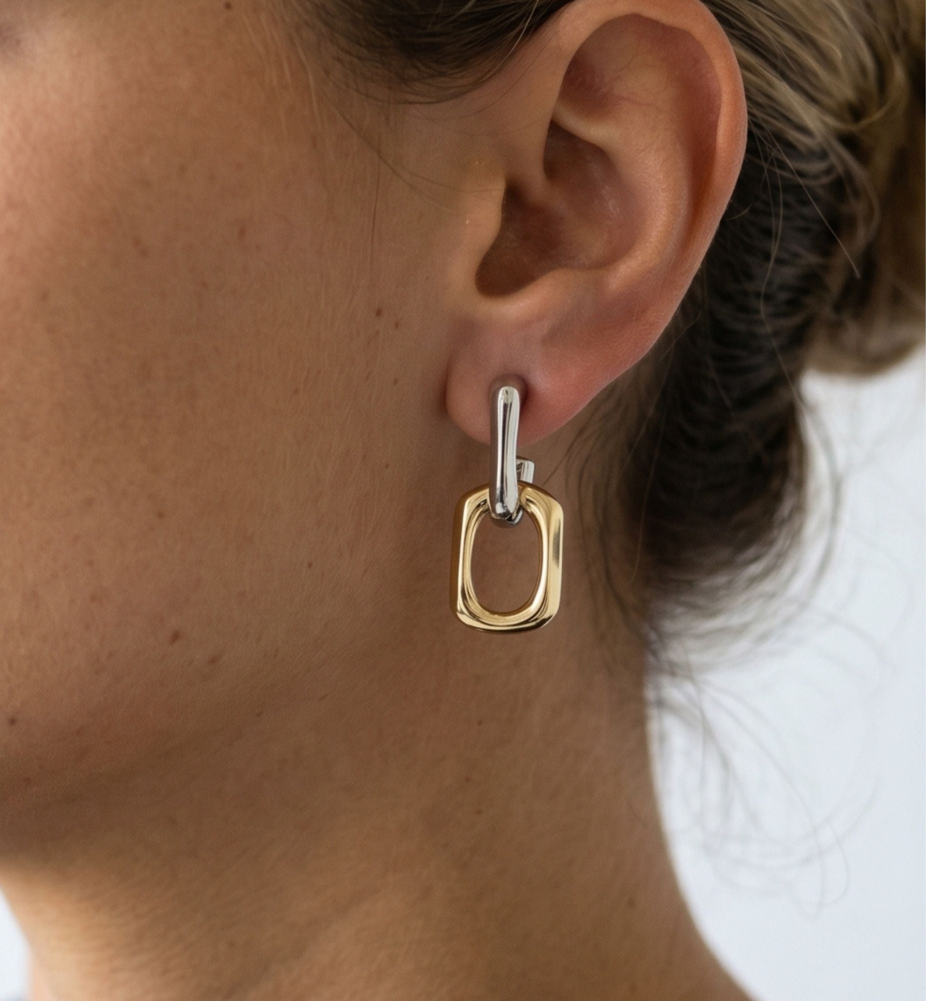 Shikaku Mixed Metals Chain Link Drop Earrings