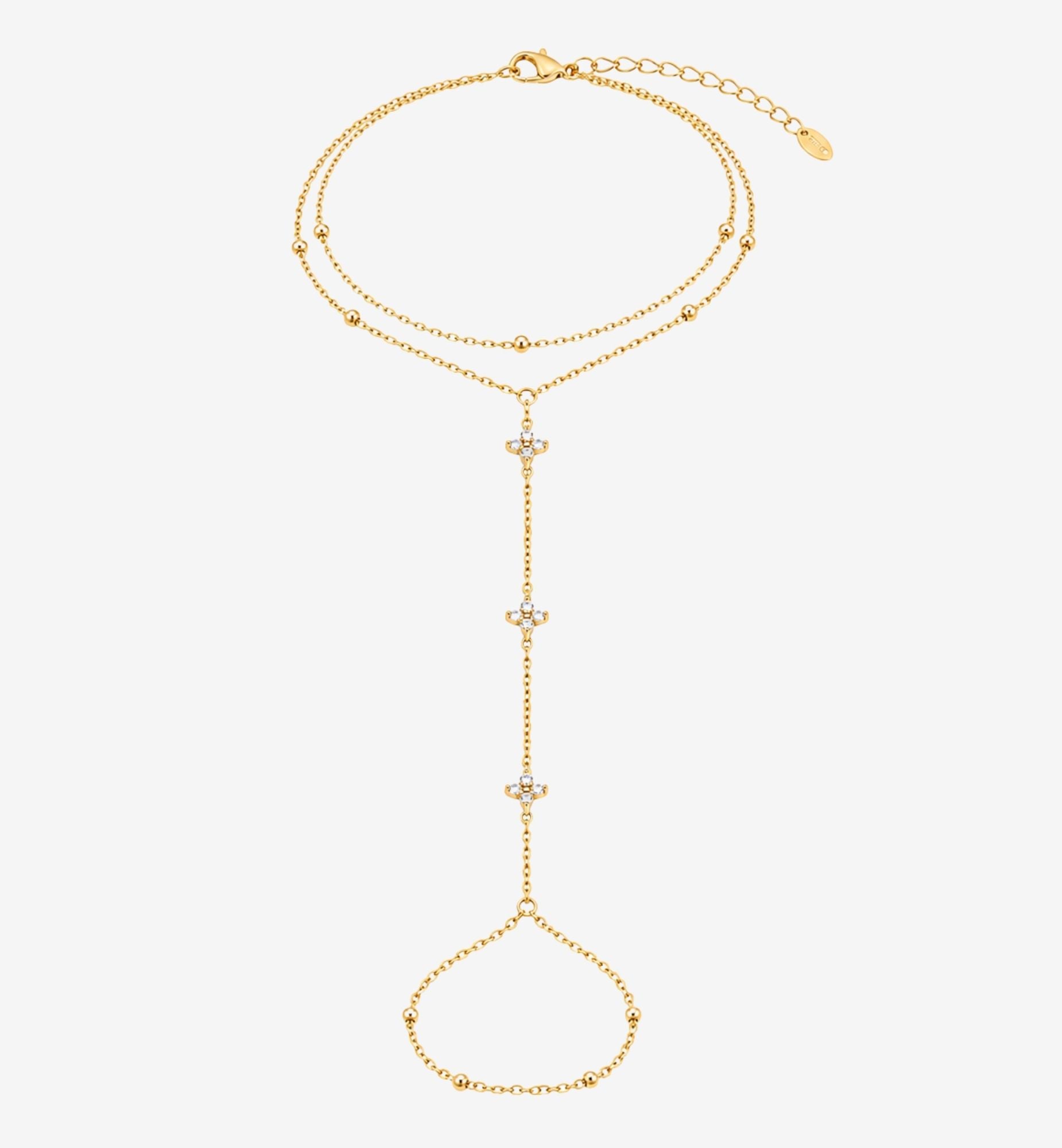 Kinmokusei Gold and Stone Hand Chain