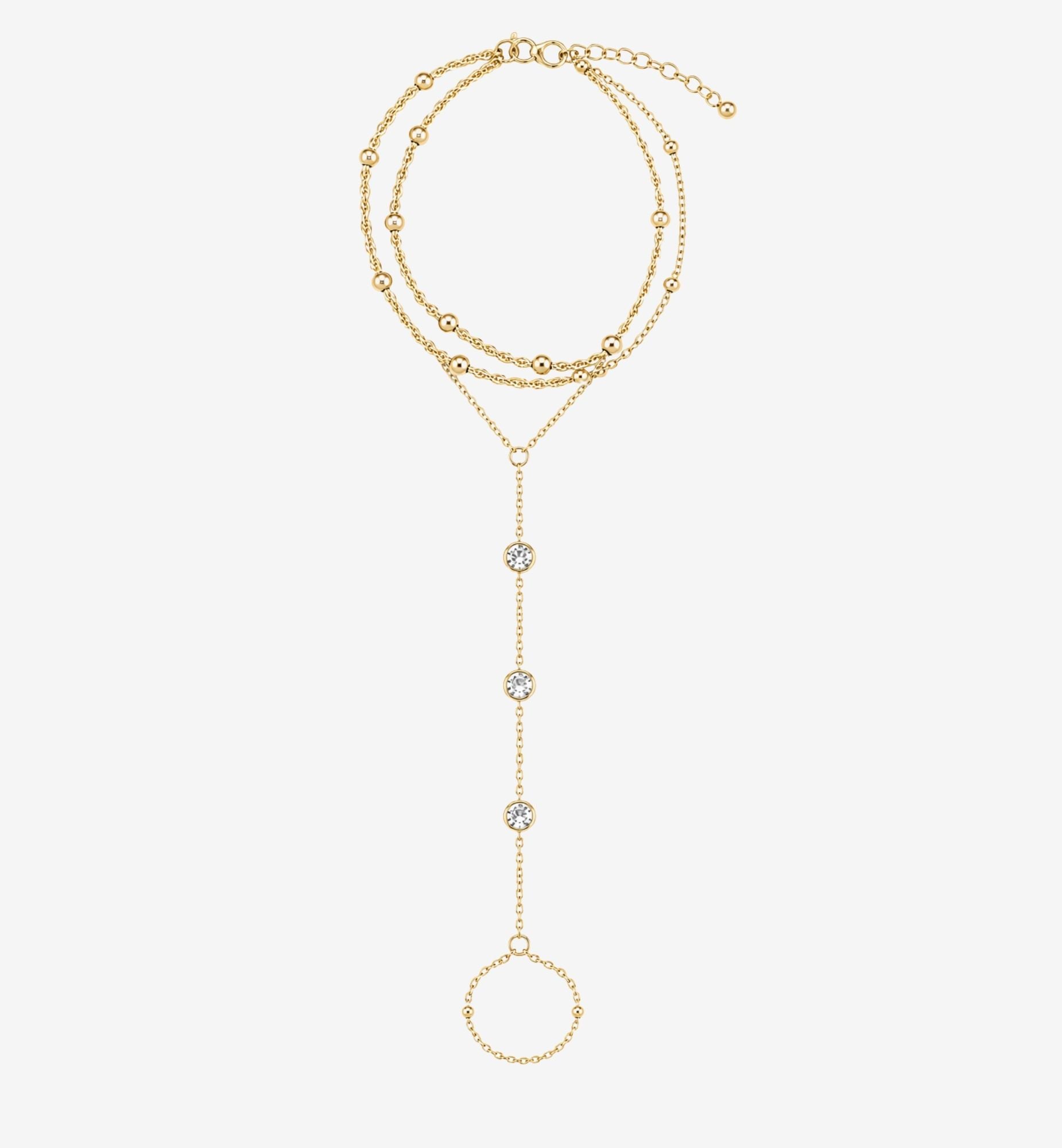 Enso Gold and Stone Hand Chain