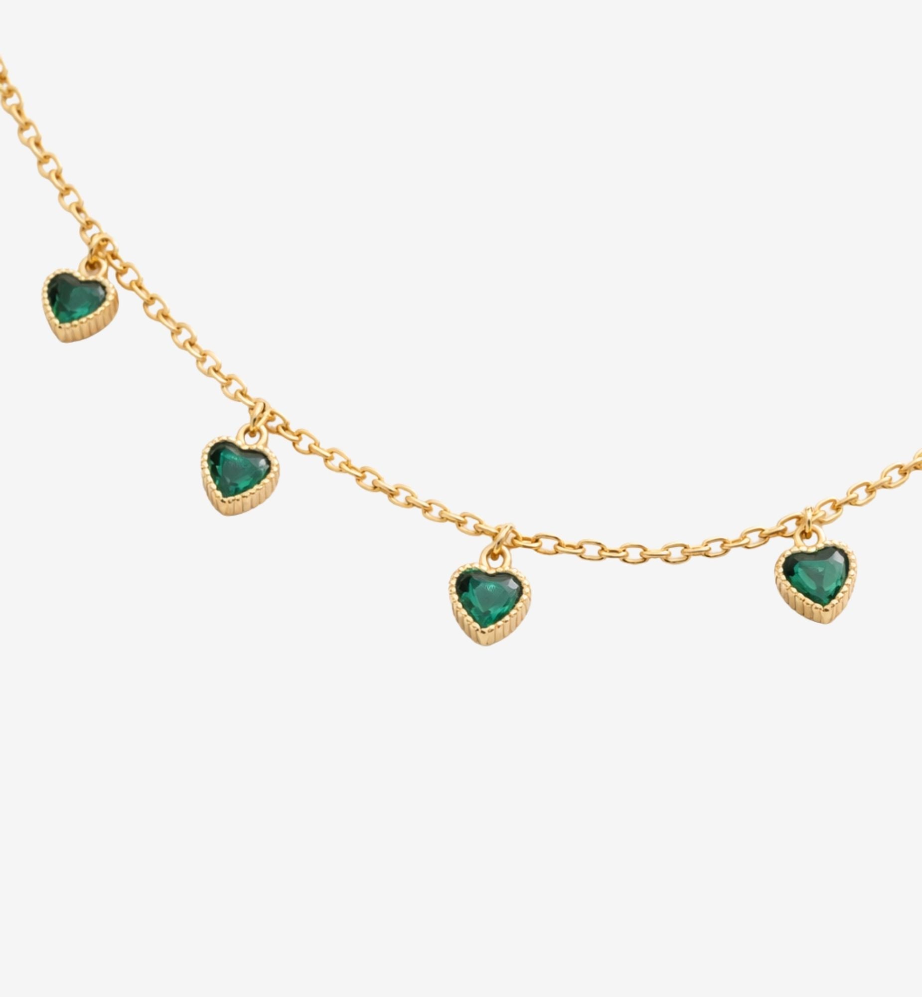 Kokoro Green Heart Gold Necklace