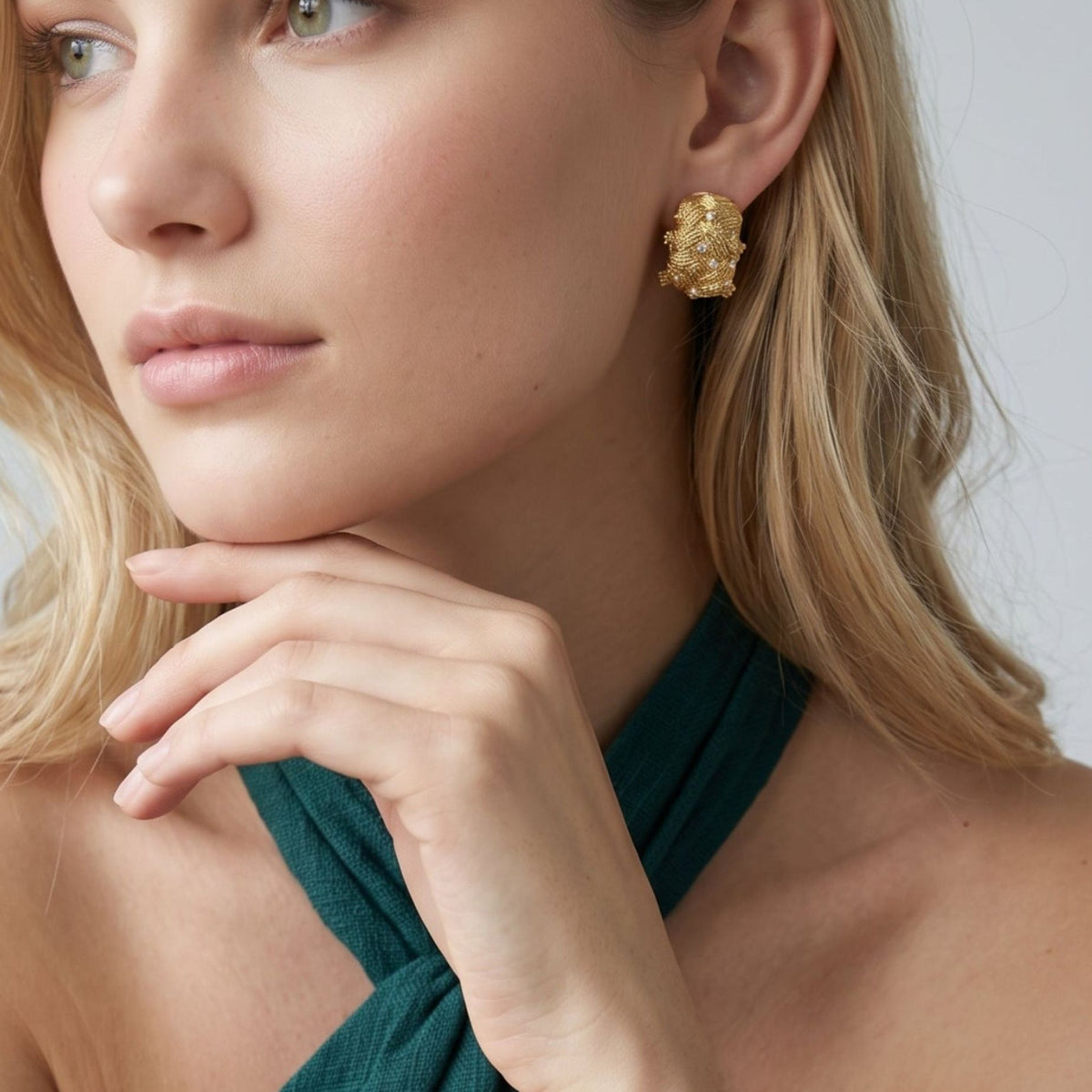 Kin Woven Stone Hoop Earrings