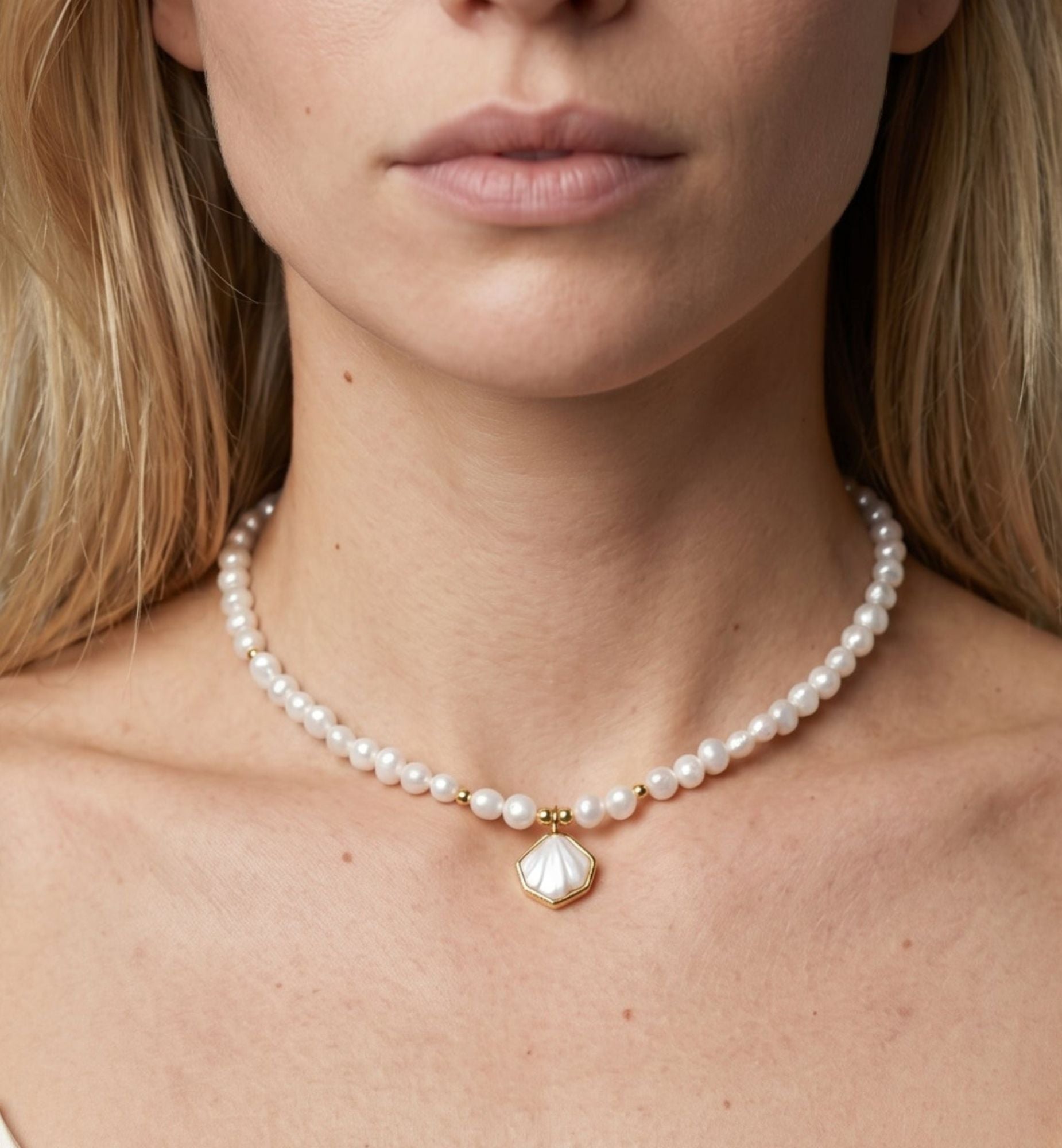 Shinju Pearl and Shell Necklace