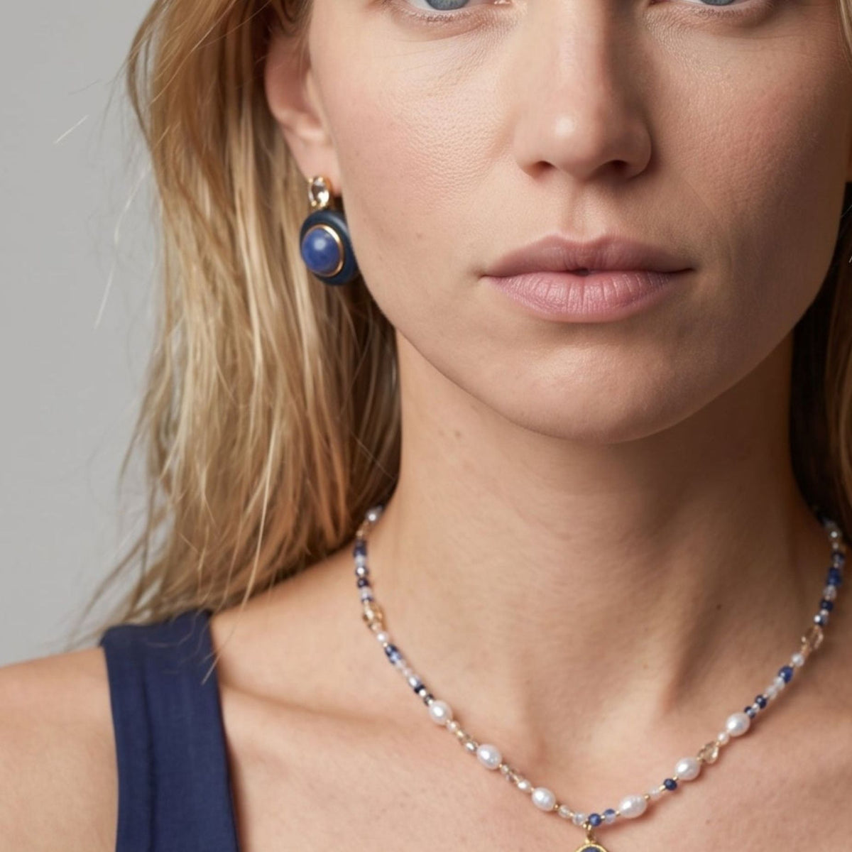 Enso Crystal Necklace with Sodalite Pendant