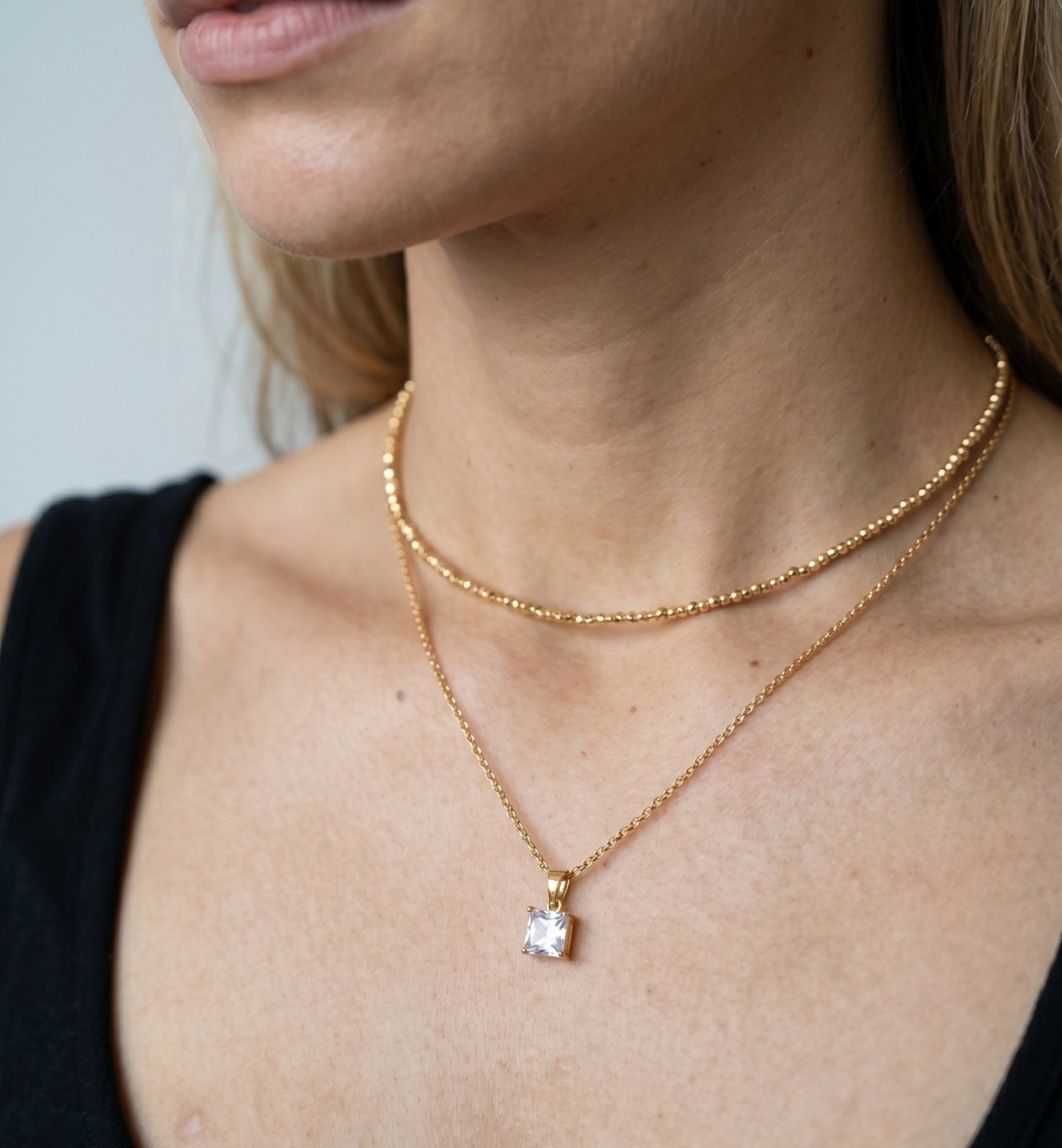Shikaku Gold Stone Earrings + Necklace