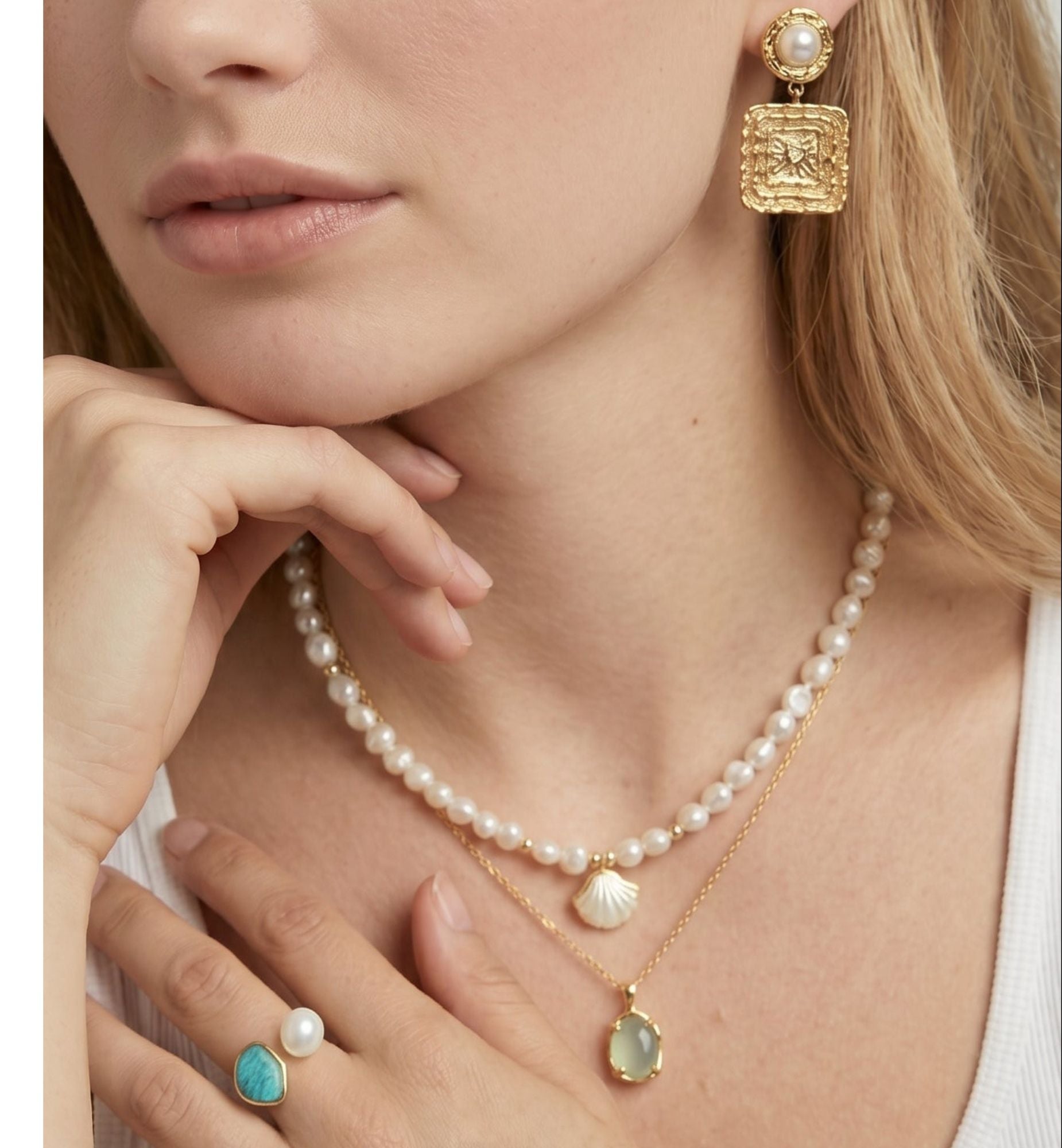 Shinju Pearl and Shell Necklace