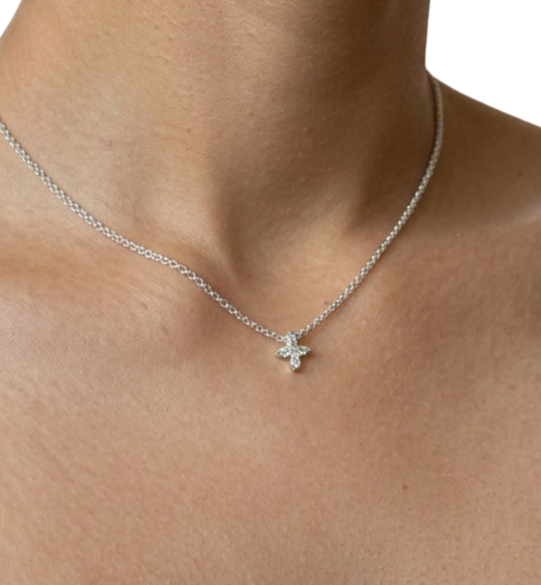 Kinmokusei Silver Floral Pendant Necklace