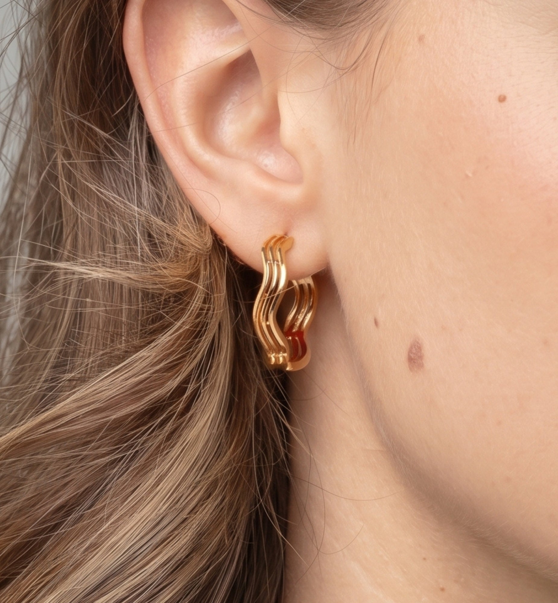 Nami Gold Wave Earrings + Bangle