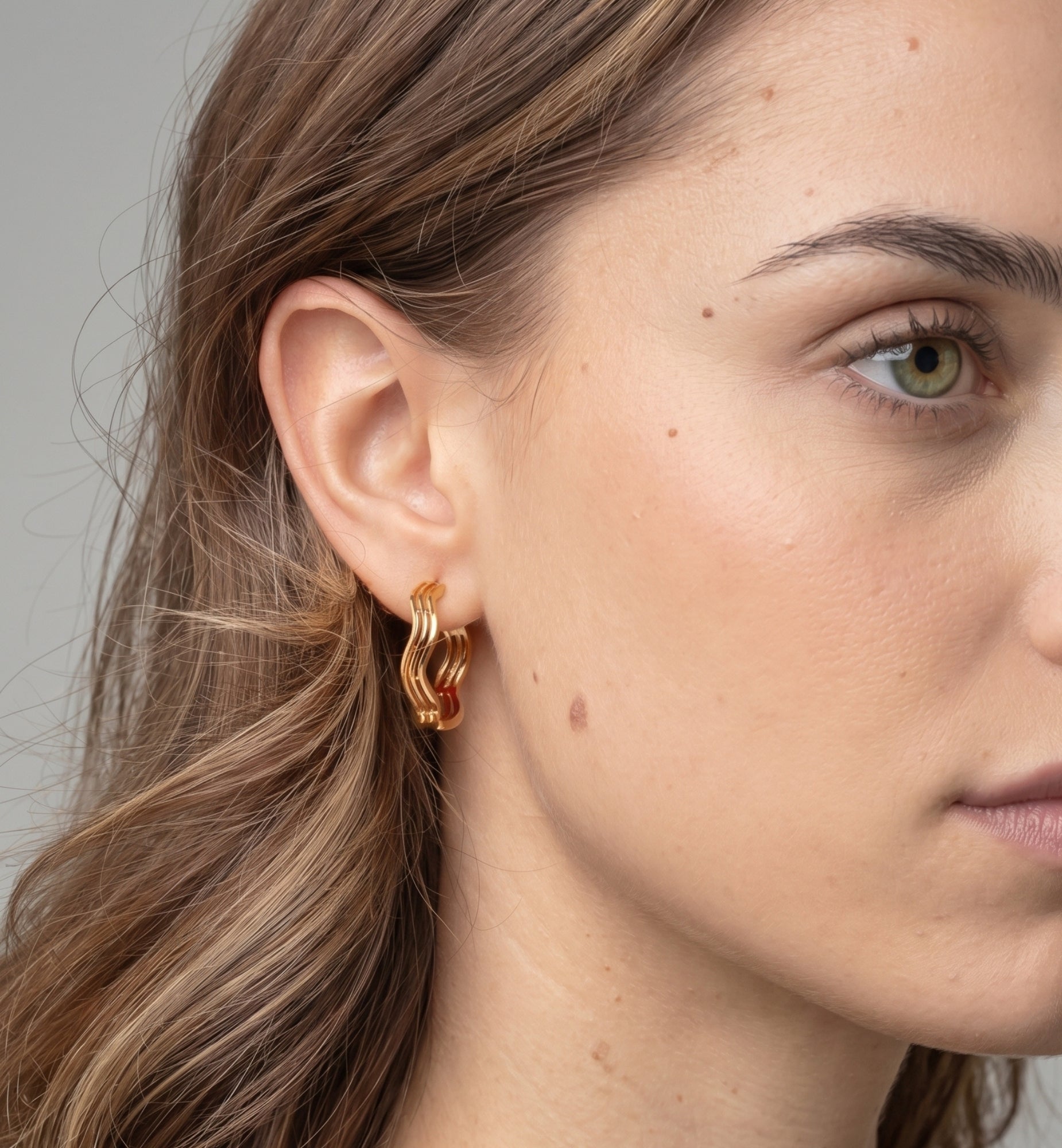 Nami Gold Wave Earrings + Bangle
