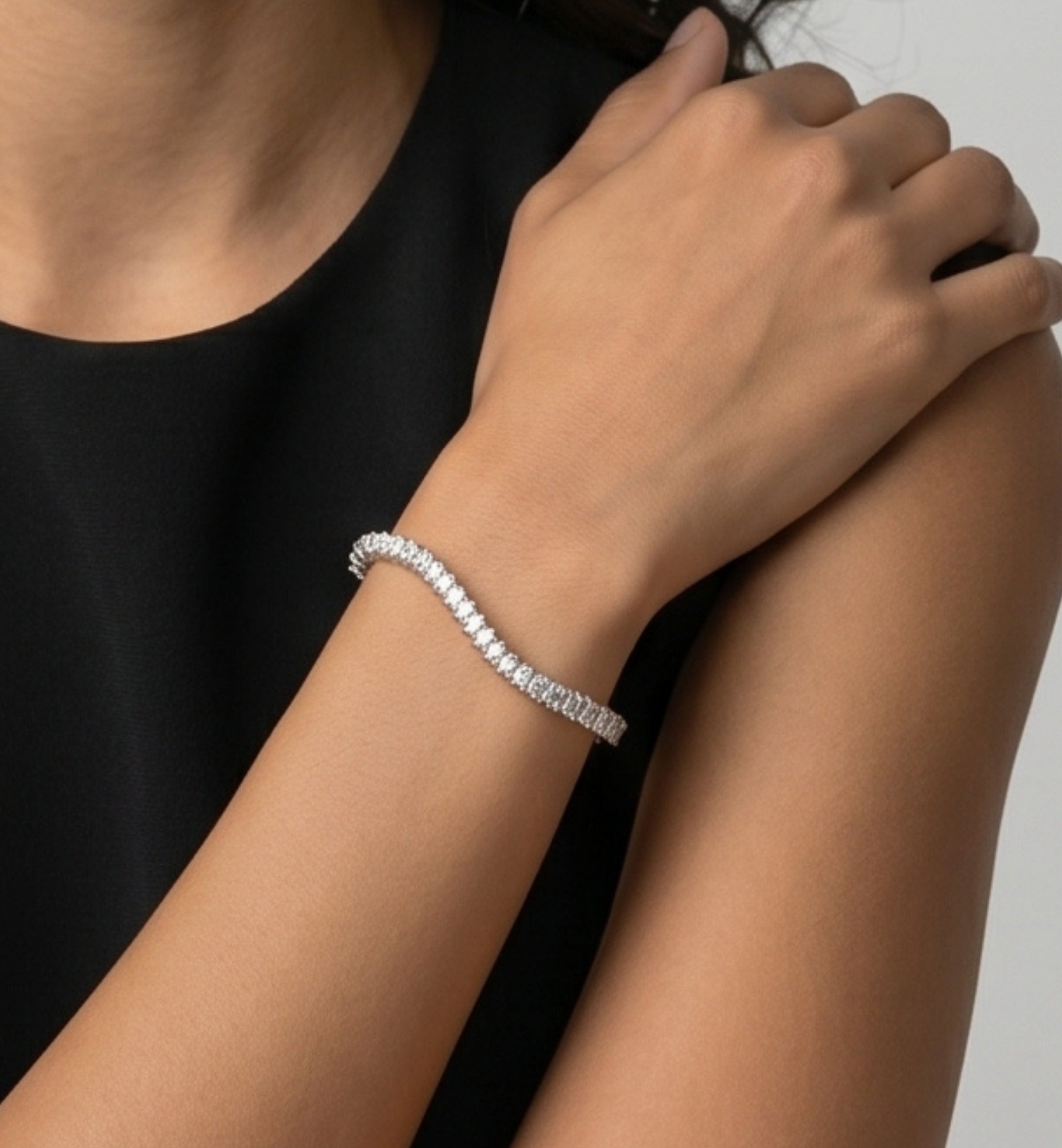 Nami Silver Stone Wave Earrings + Bangle