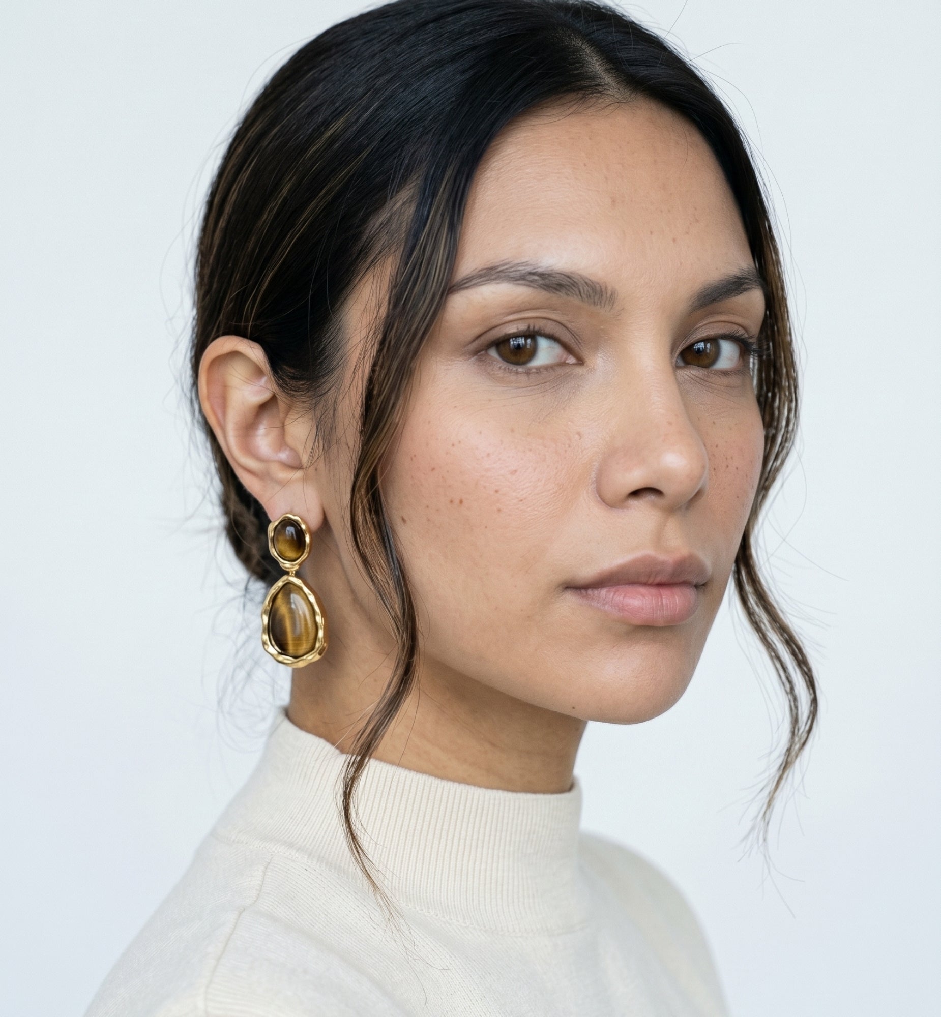 Nekomeishi Tigers Eye Oversized Earrings