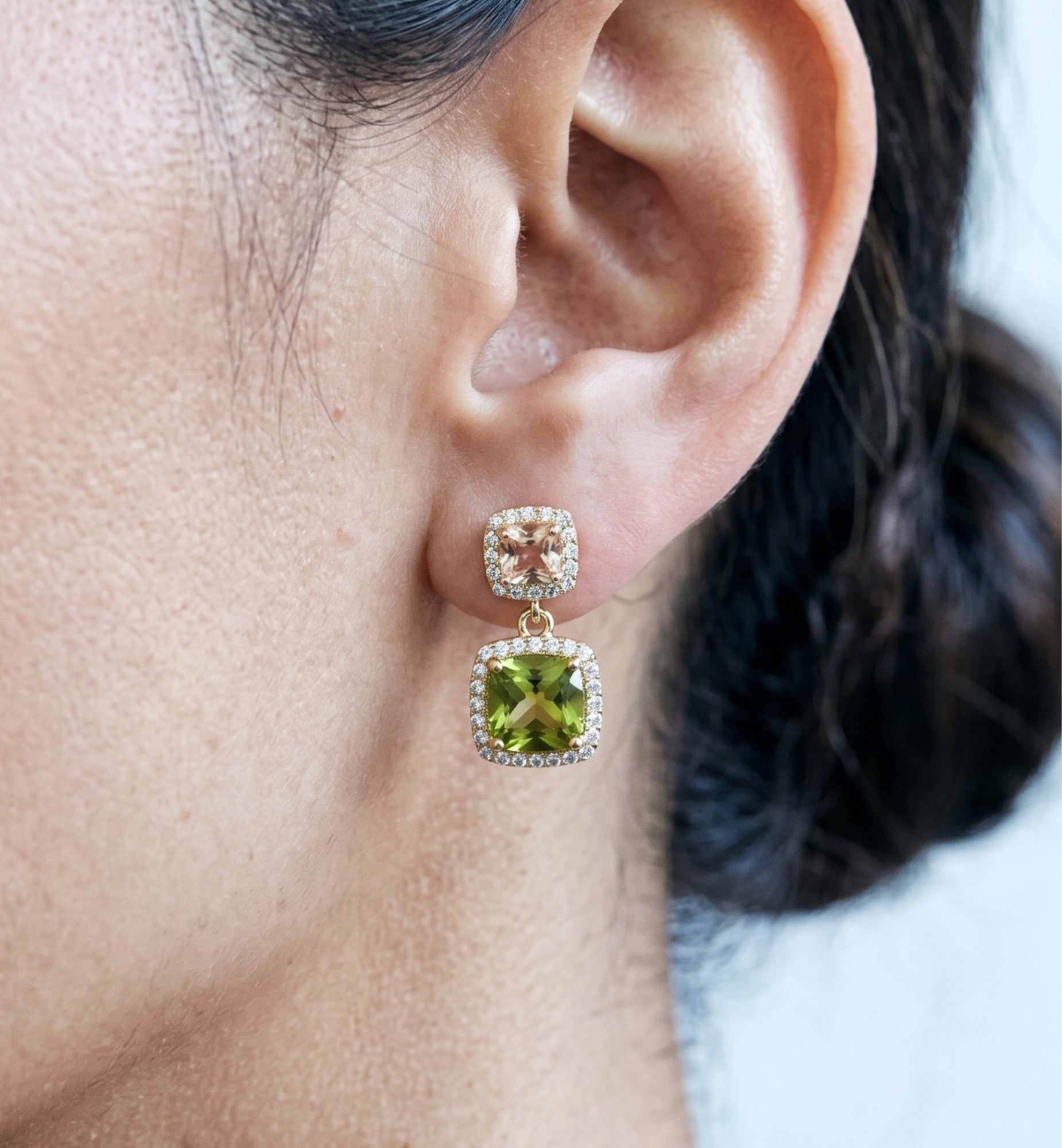 Shikaku Square Stone Drop Earrings