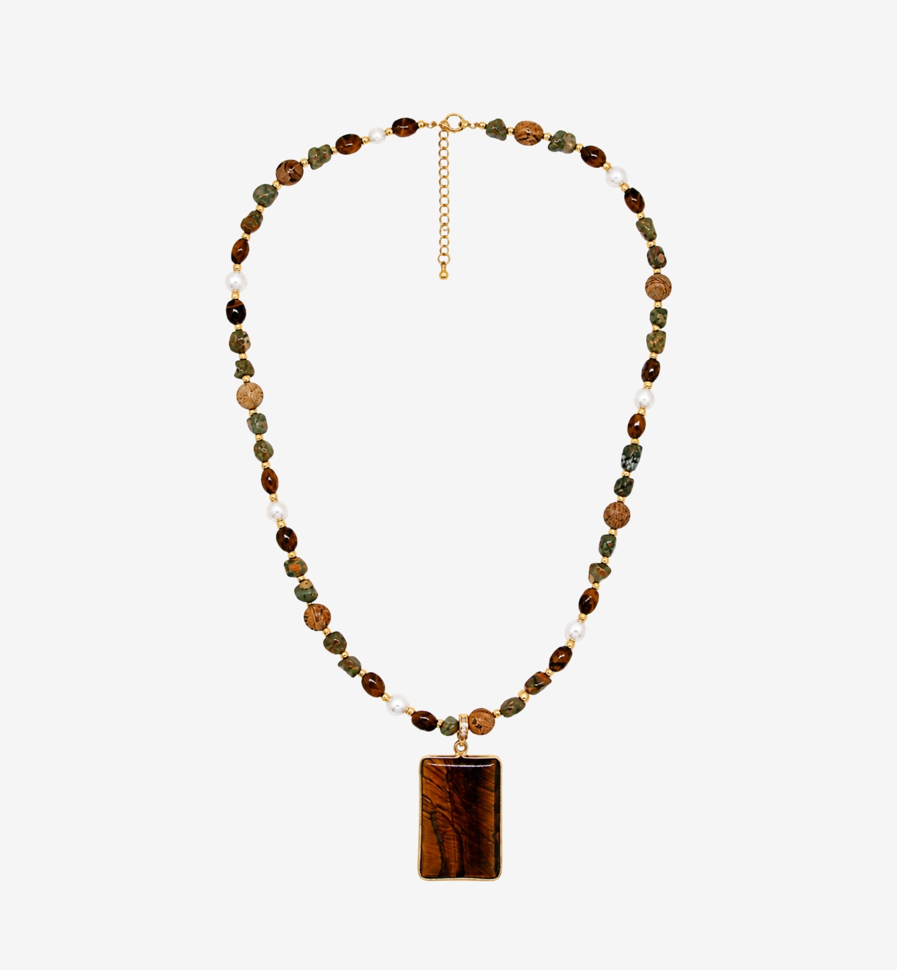 Nekomeishi Tigers Eye Semi Precious Stones Necklace