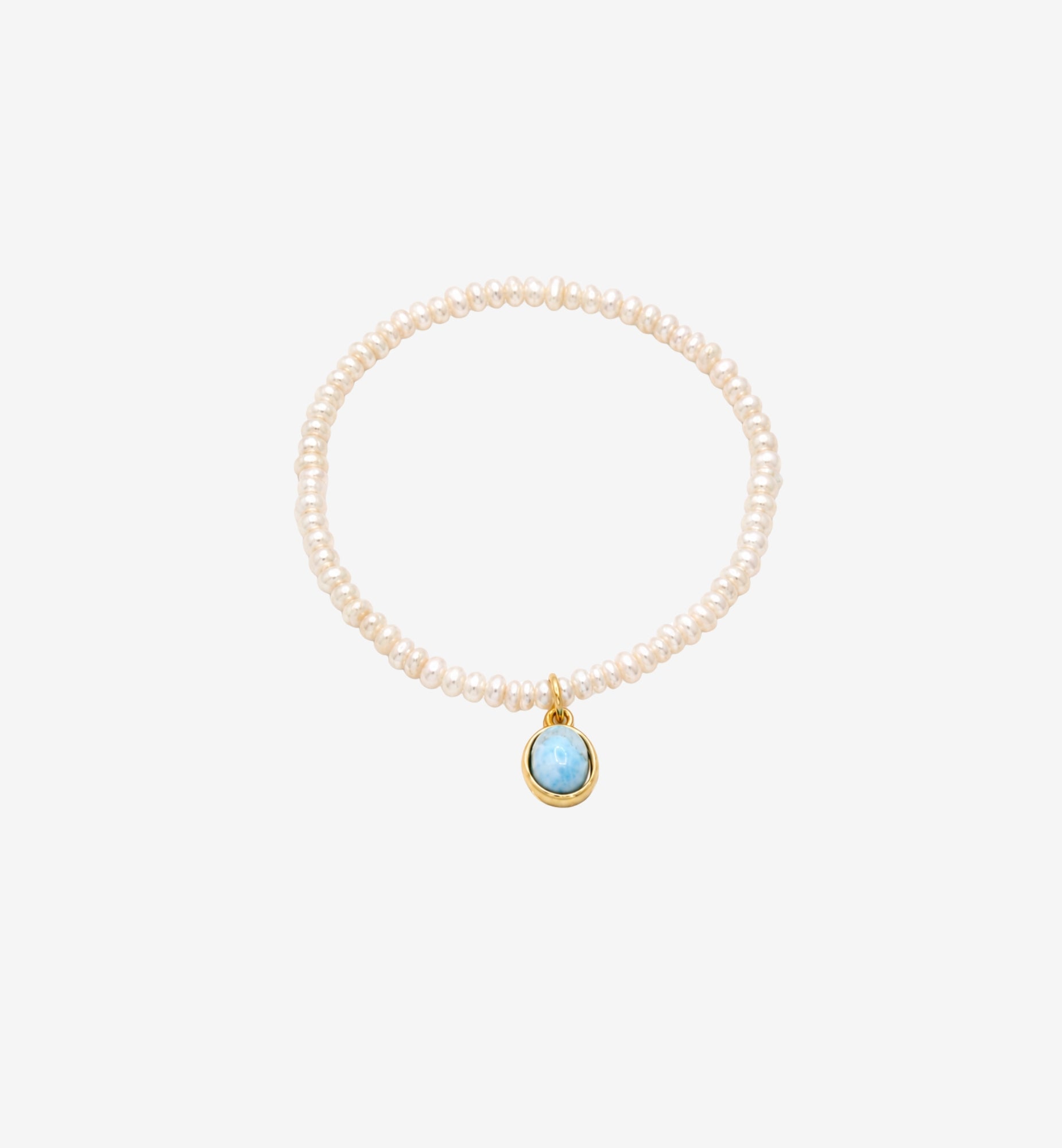 Shinju Pearl and Larimar Stone Pendant Bracelet