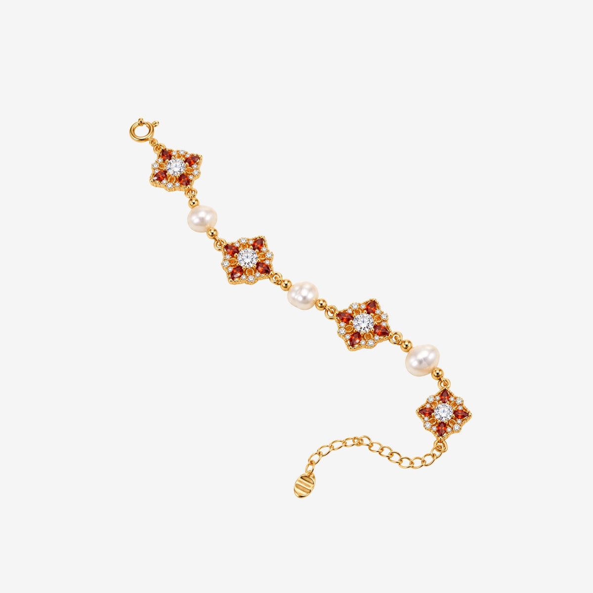 Kinmokusei Solid 925 Silver with 18K Gold Vermeil and Pearl Bracelet