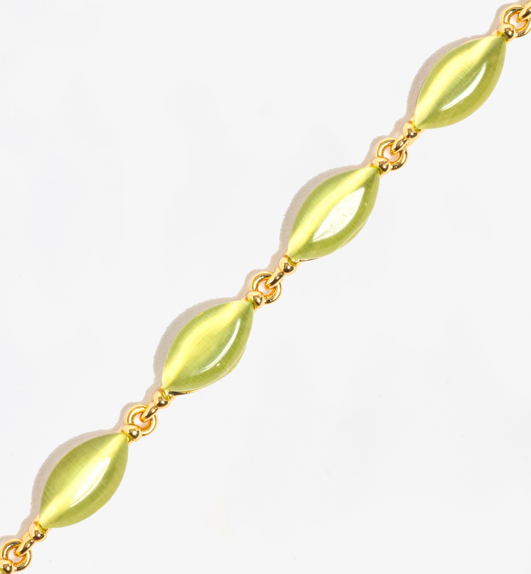 Nekomeishi Green Cats Eye Necklace 18K Gold Plated Semi Precious Stone  18K Gold Plated by Uchi & Soto Jewellery