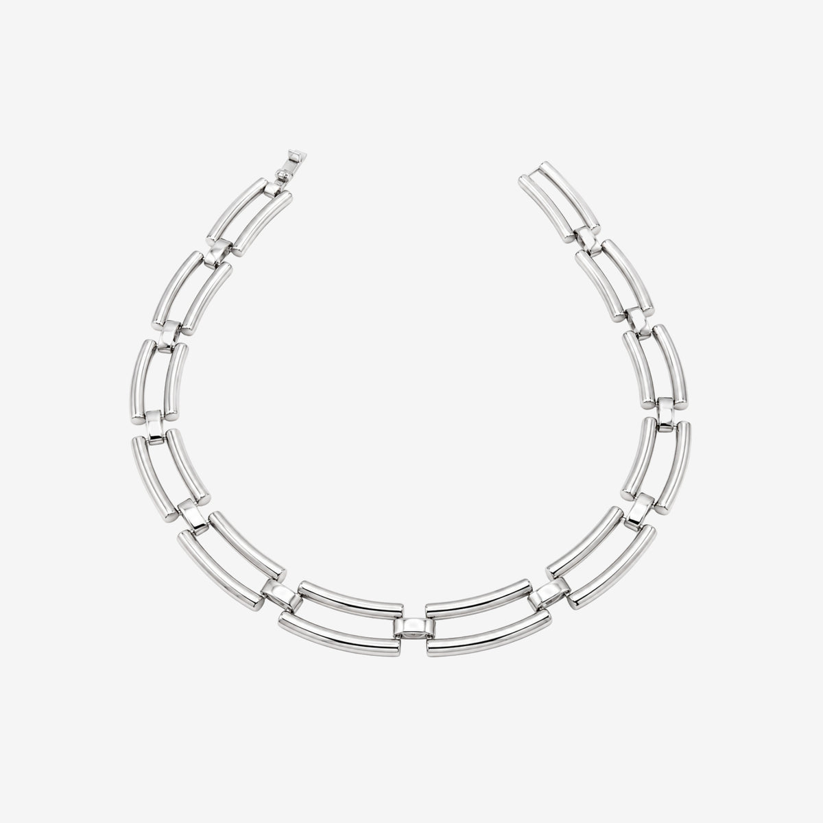 Shikaku Silver Rectangle Link Statement Necklace
