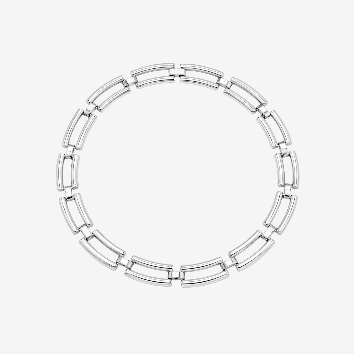 Shikaku Silver Rectangle Link Statement Necklace