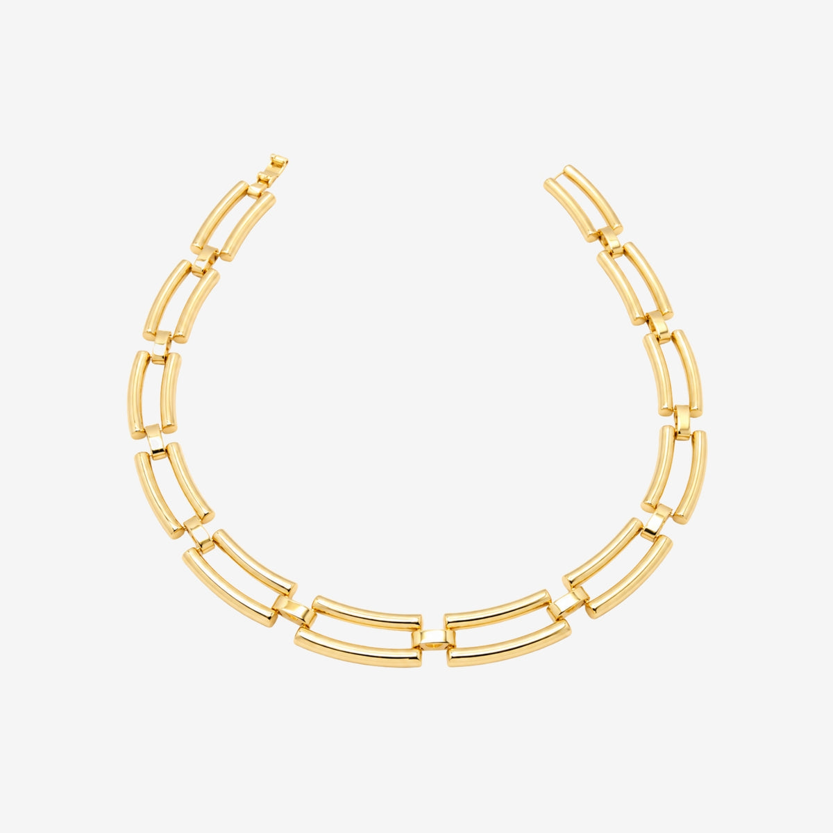 Shikaku Gold Rectangle Link Statement Necklace