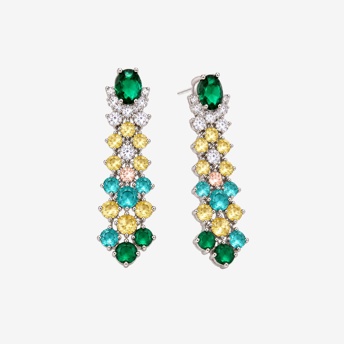 Hanabi Green and Yellow Stone Drop Earrings