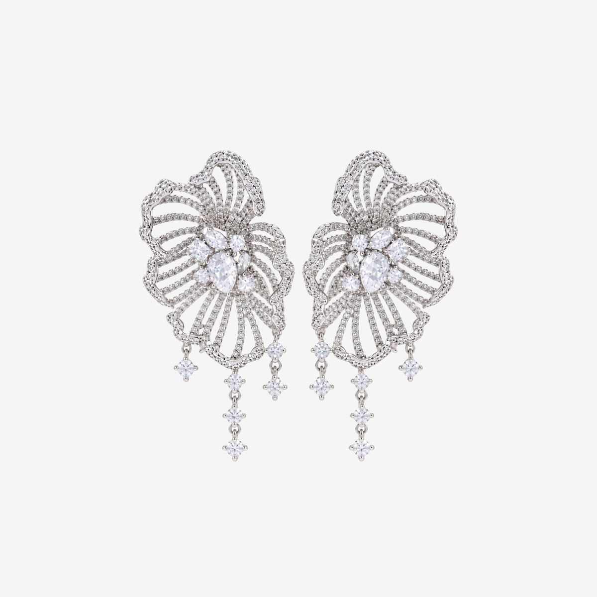 Kinmokusei Silver Sculptural Flower Statement Earrings