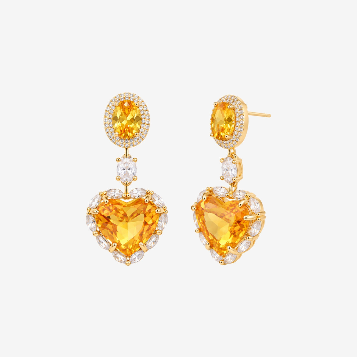 Kokoro Yellow Stone Heart Earrings