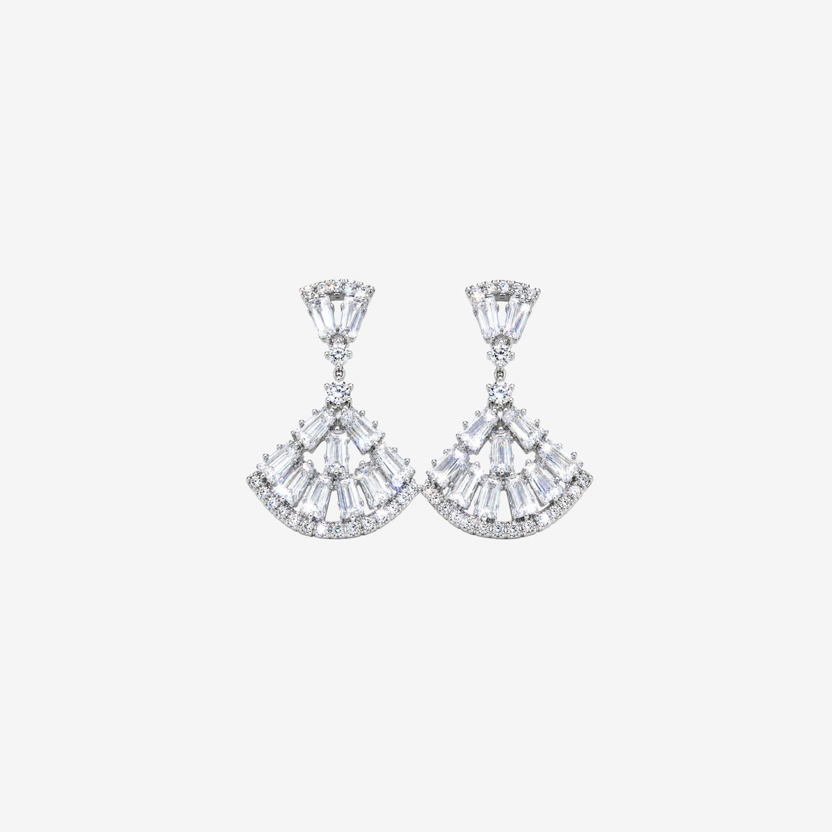 Gingko Rhinestone Silver Earrings