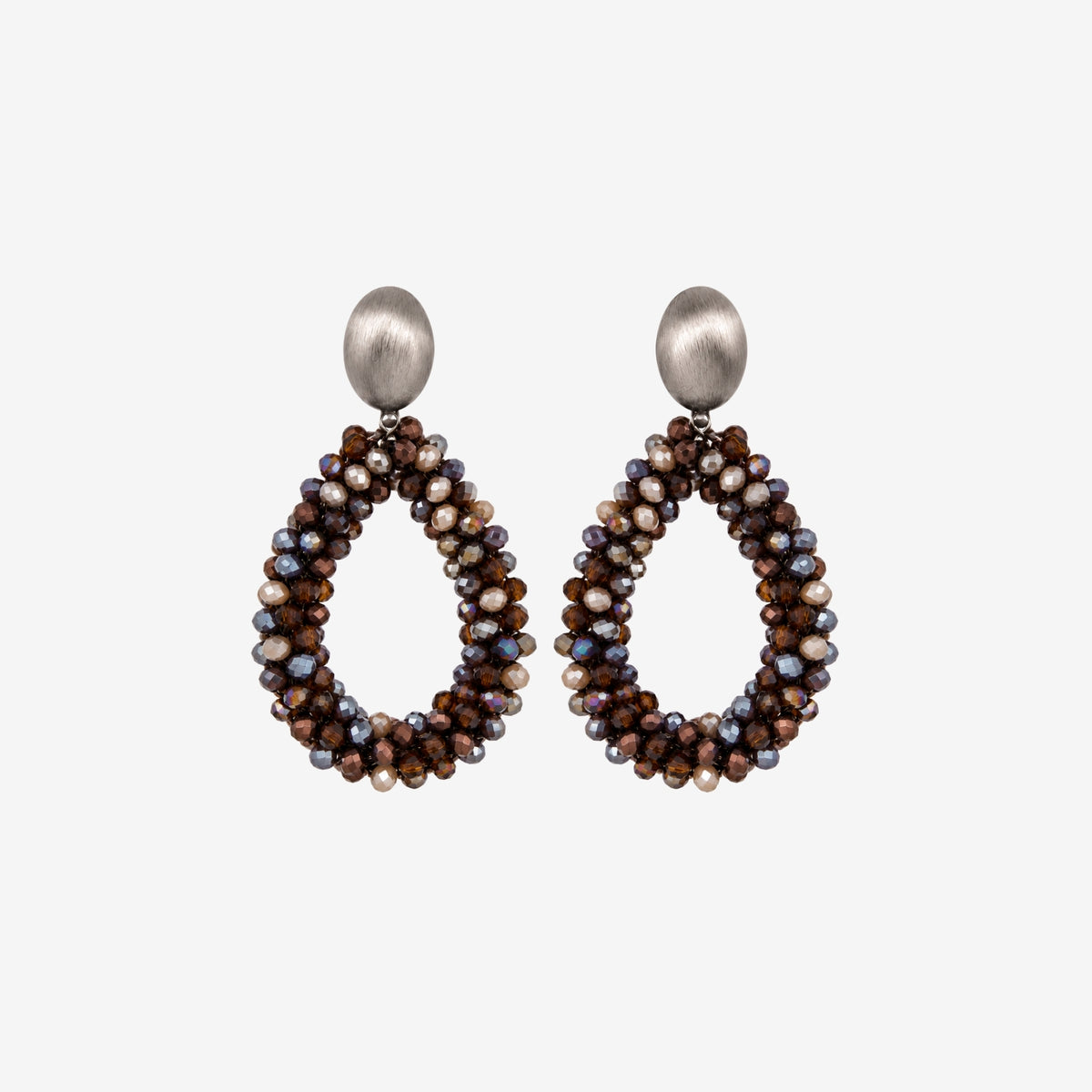 Hanabi Grey Glass Bead Statement Earrings