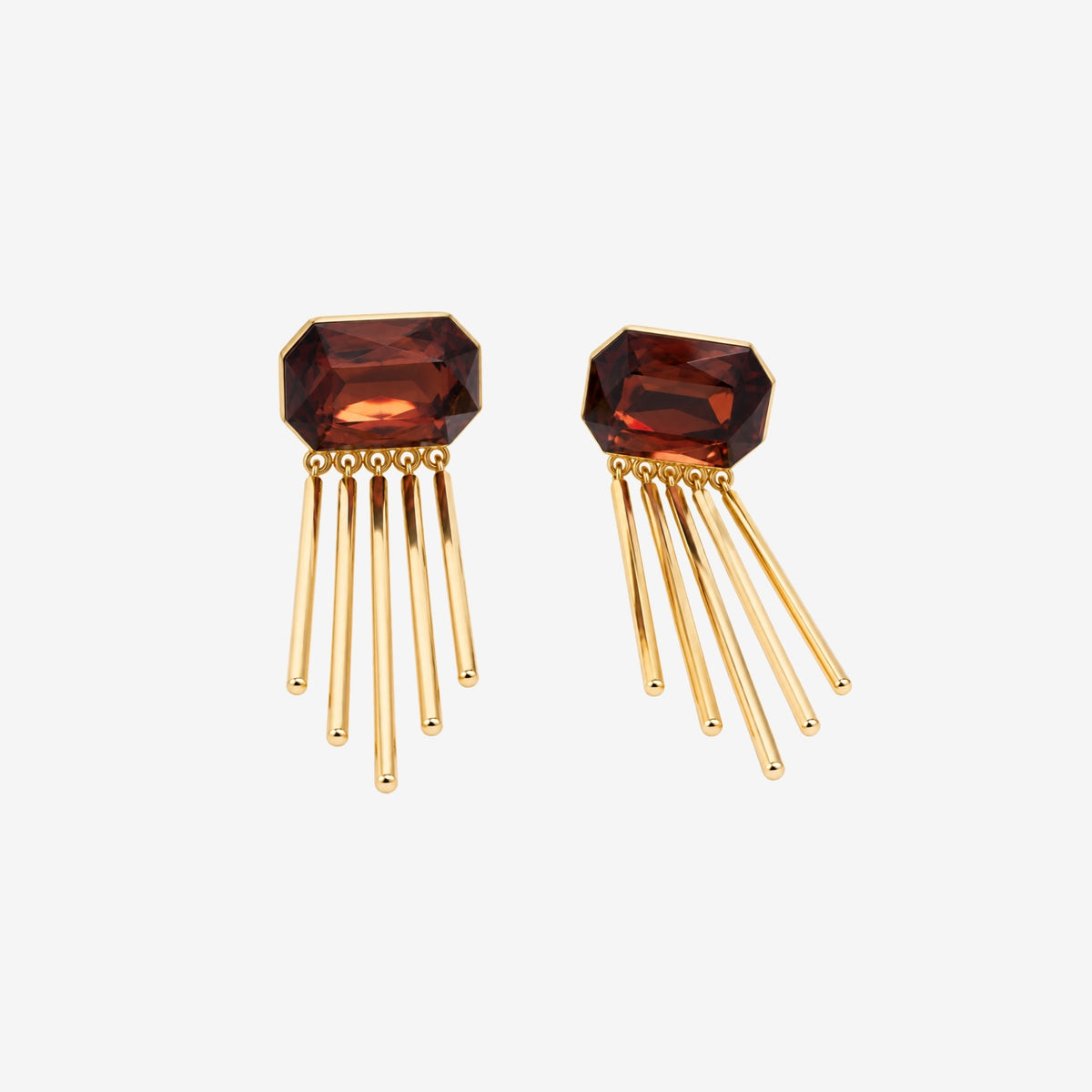 Shikaku Brown Stone Tassel Earrings