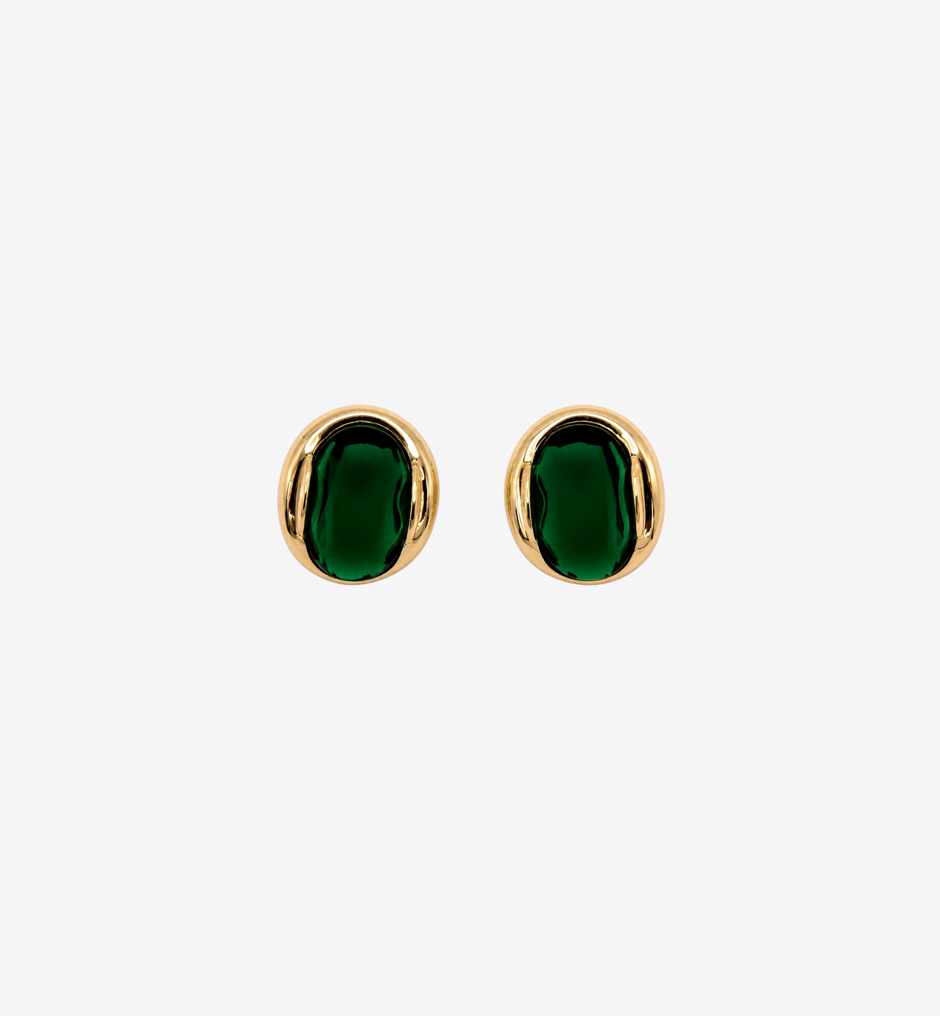 Enso Green Stone Stud Earrings