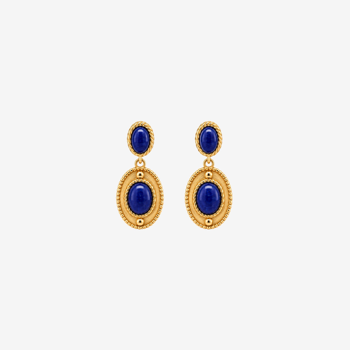 Enso Solid 925 Silver with 18K Gold Vermeil and Lapis Lazuli Stone Drop Earrings