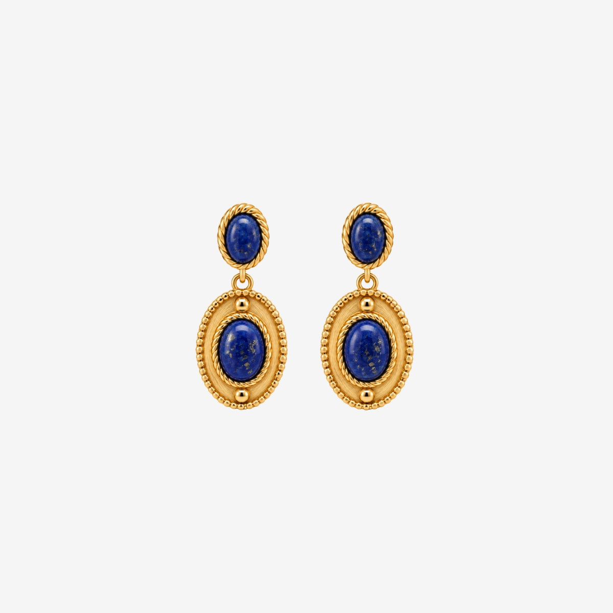 Enso Solid 925 Silver with 18K Gold Vermeil and Lapis Lazuli Stone Drop Earrings