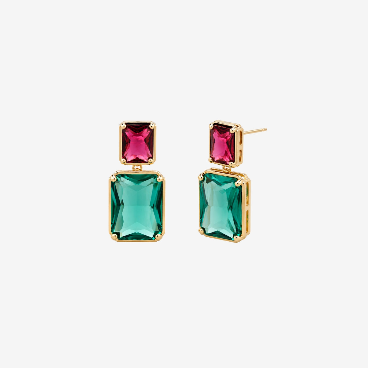 Shikaku Green and Red Stone Earrings