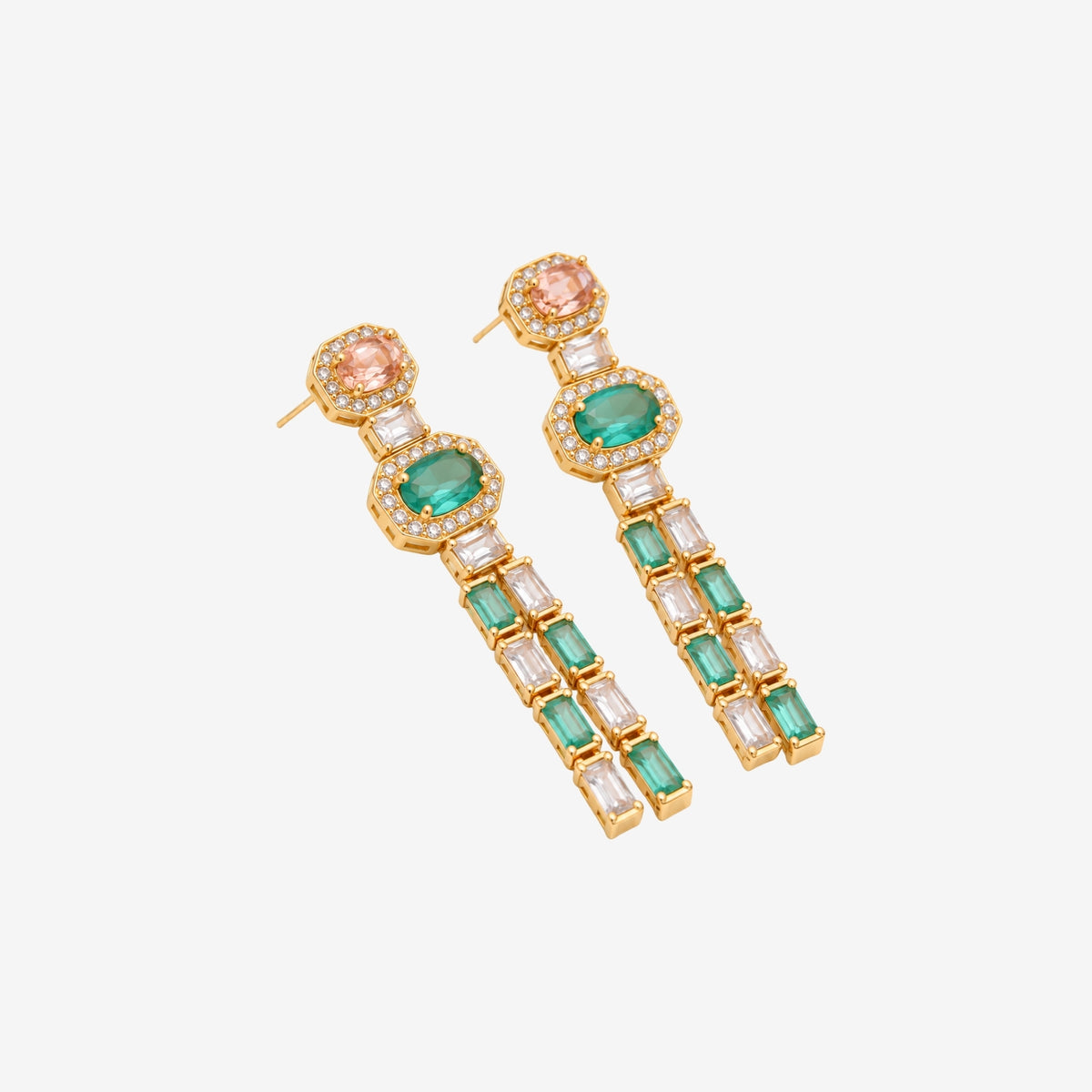Hanabi Mint and Peach Stone Drop Earrings