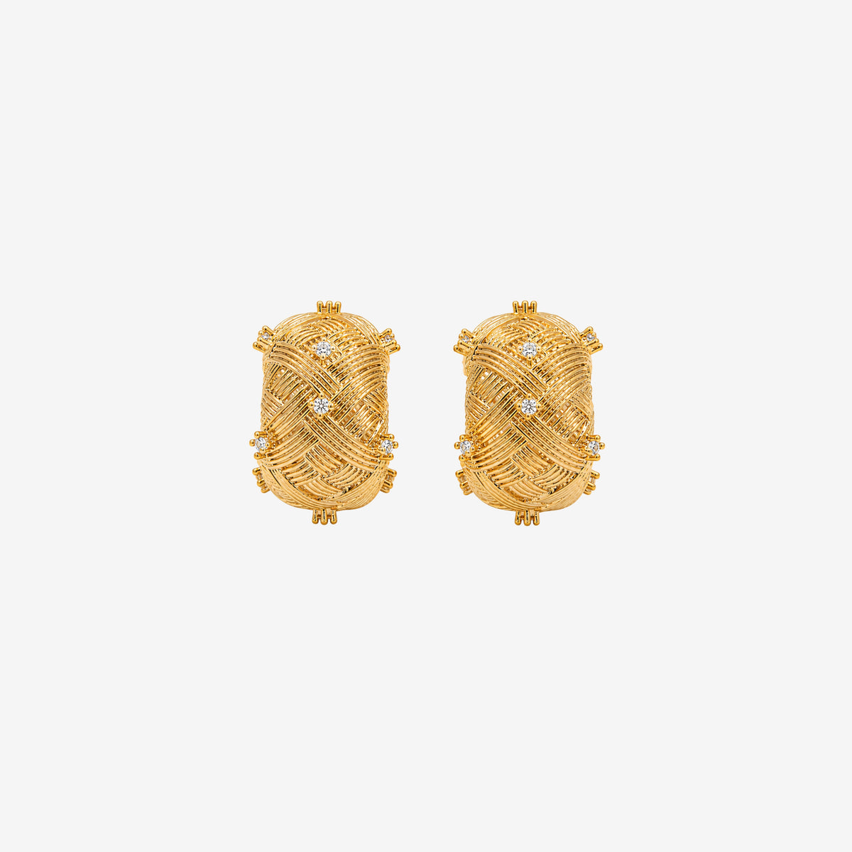 Kin Woven Stone Hoop Earrings