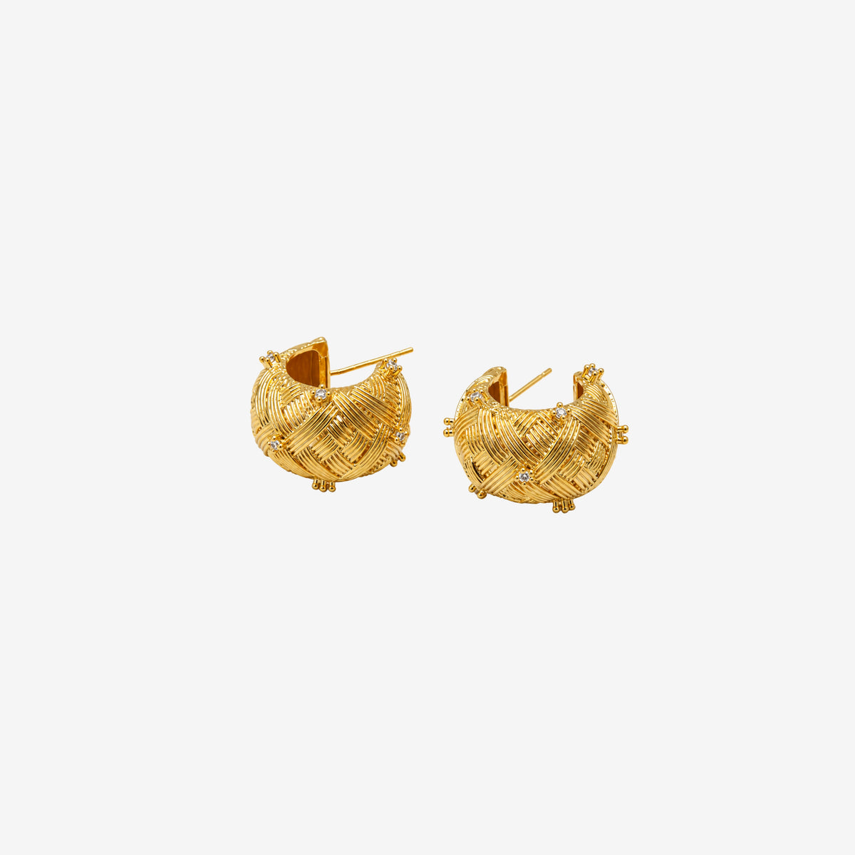 Kin Woven Stone Hoop Earrings