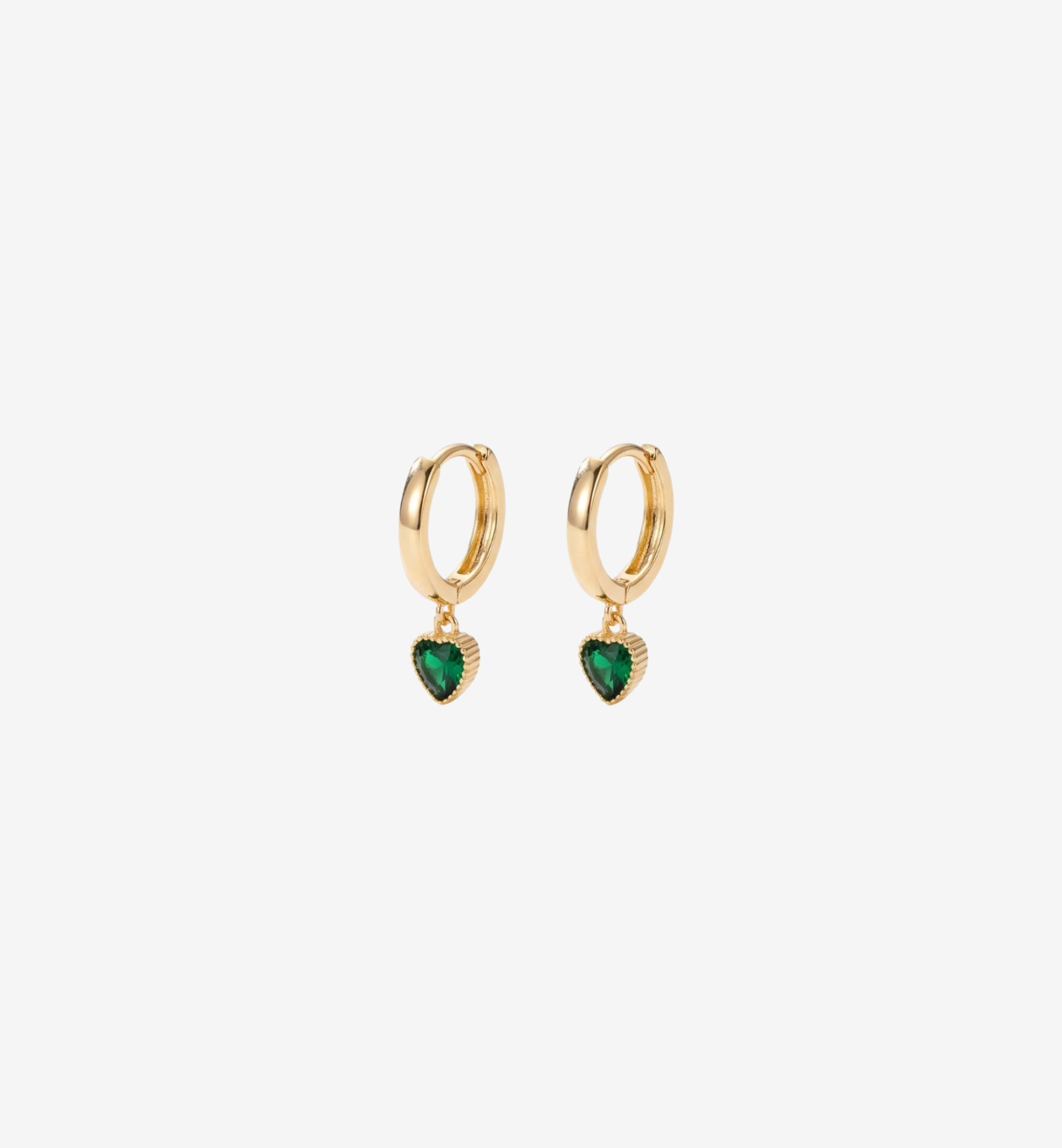 Kokoro Green Heart Hoop Earrings