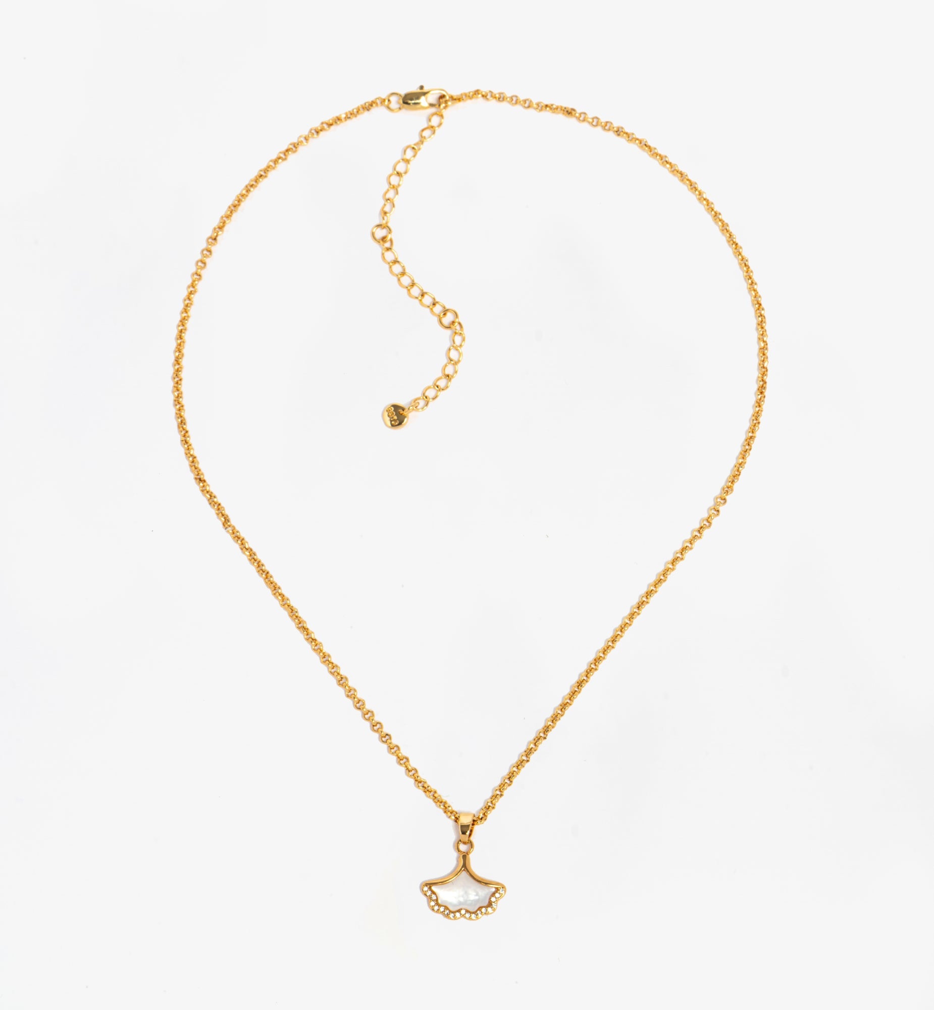 Gingko Gold Shell Earrings + Necklace