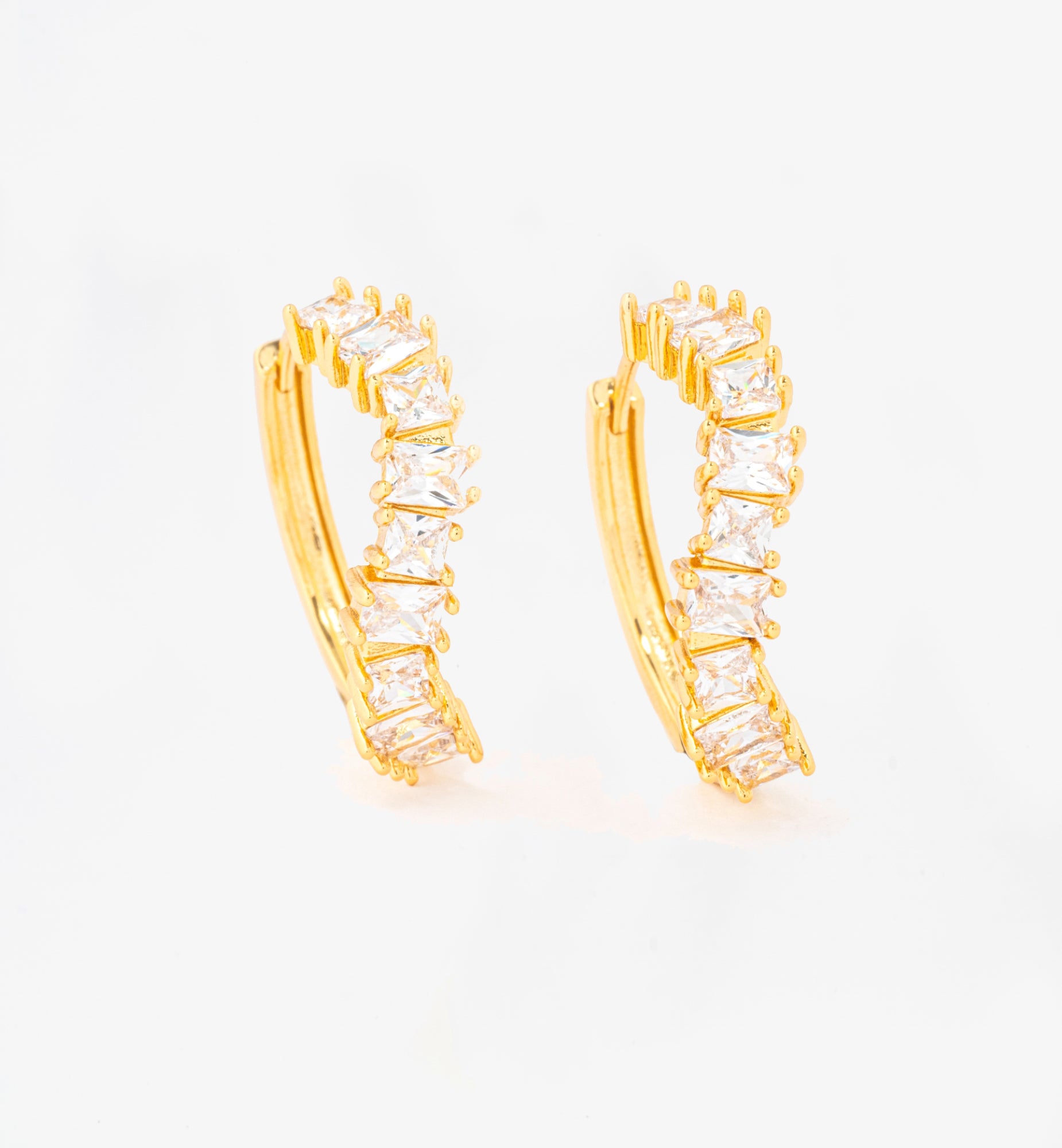 Nami Gold Stone Wave Earrings 18K Gold Plated Cz Rhinestone  18K Gold Plated by Uchi & Soto Jewellery