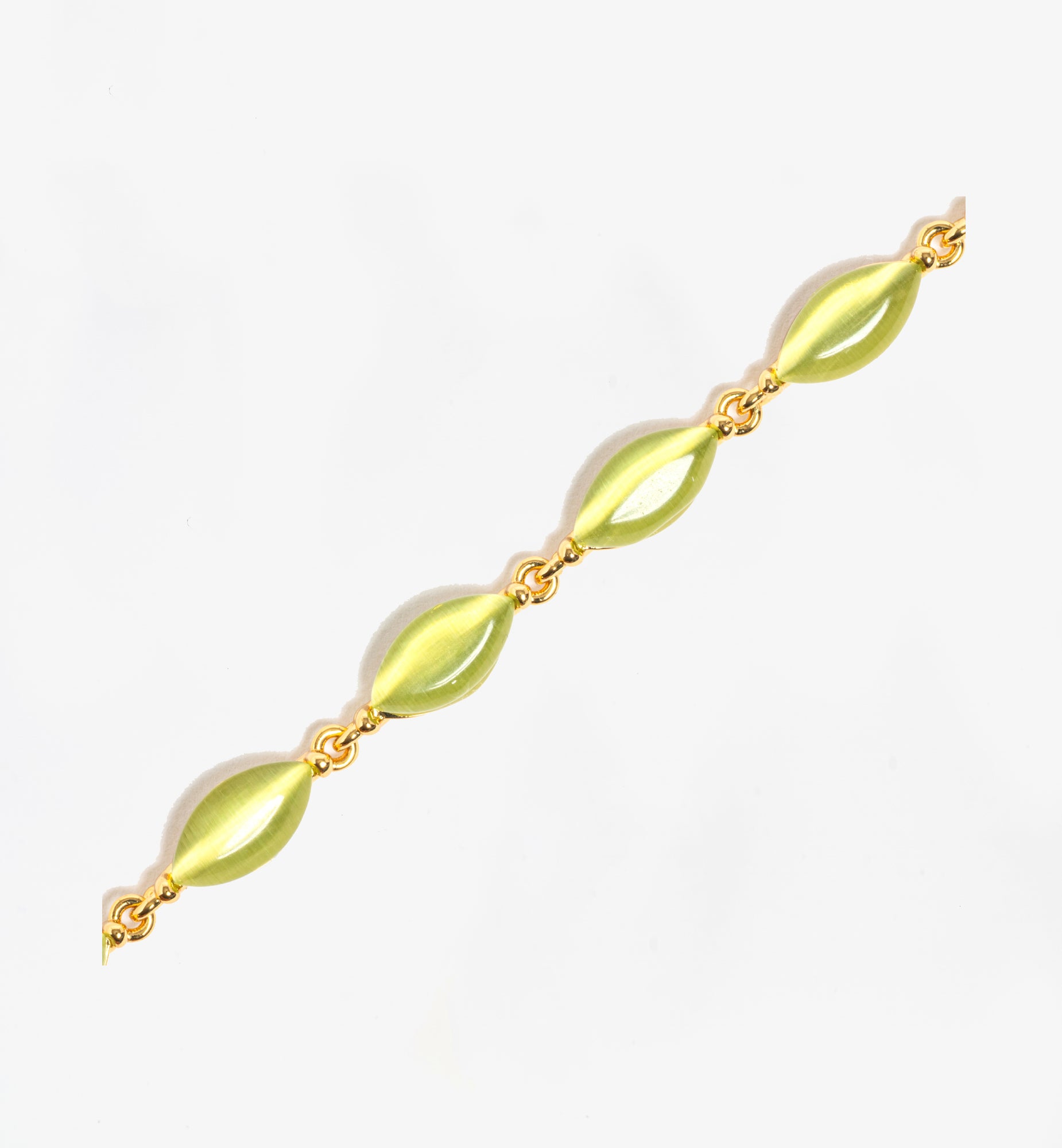 Nekomeishi Green Cats Eye Bracelet 18K Gold Plated Semi Precious Stone  18K Gold Plated by Uchi & Soto Jewellery