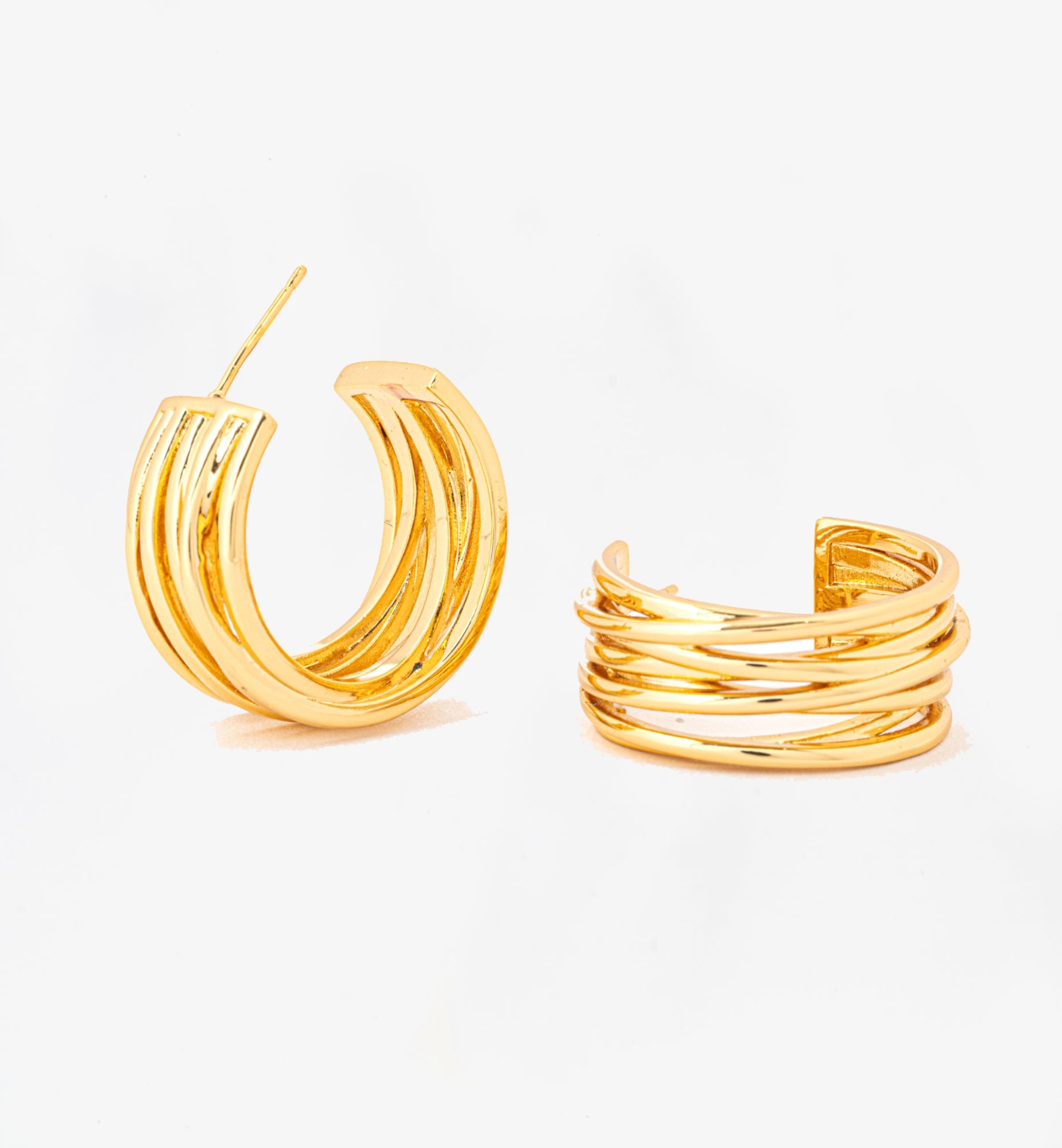 Nami Gold Twist Earrings + Bangle