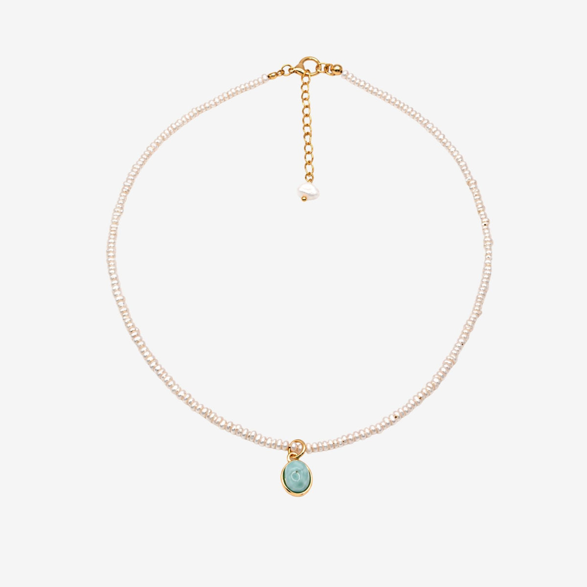Shinju Pearl Larimar Pendant Necklace